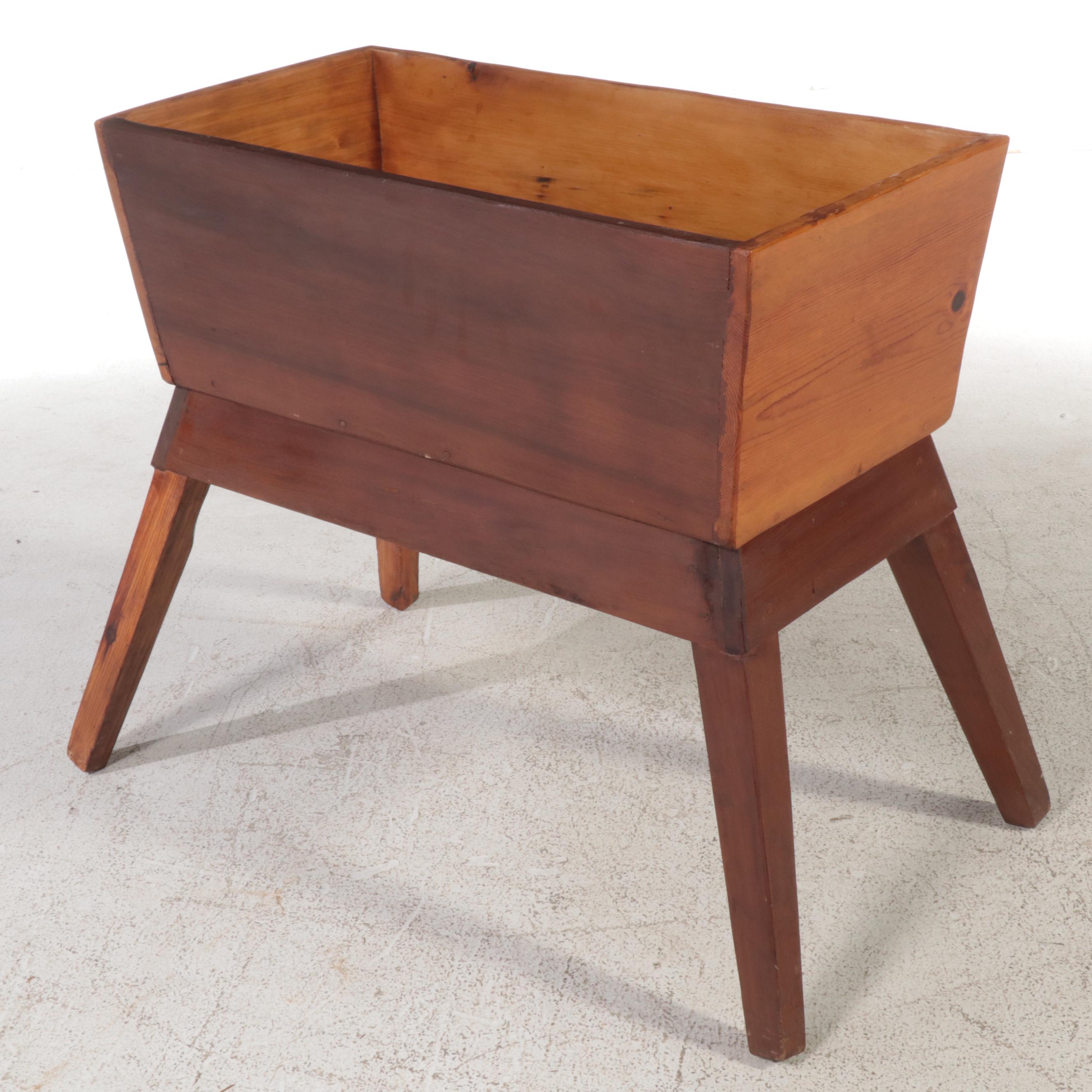 American Primitive Poplar and Pine Dough Box/Side Table, Mid-19th Century