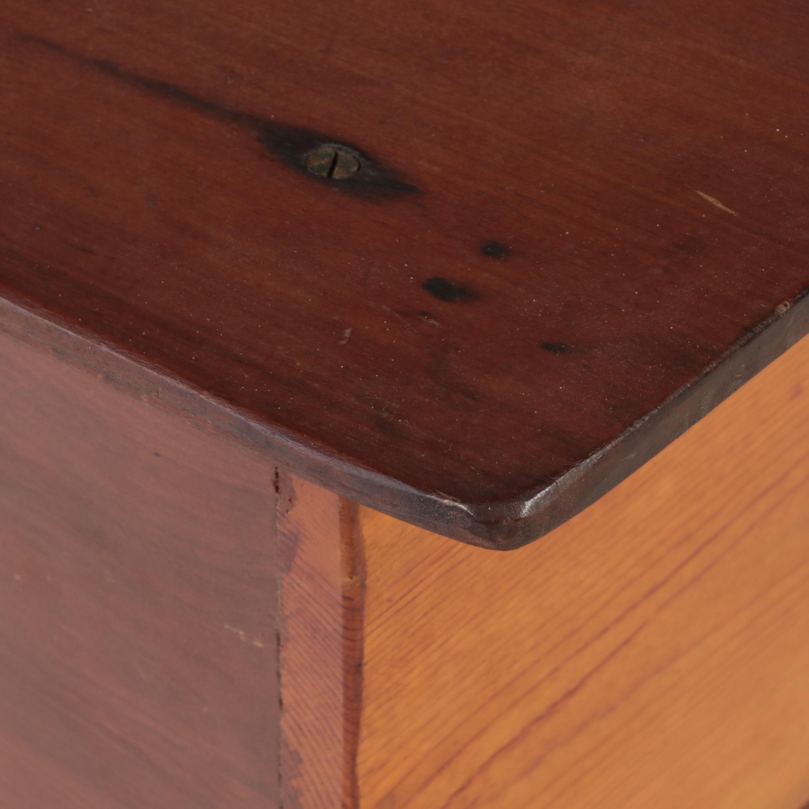 American Primitive Poplar and Pine Dough Box/Side Table, Mid-19th Century