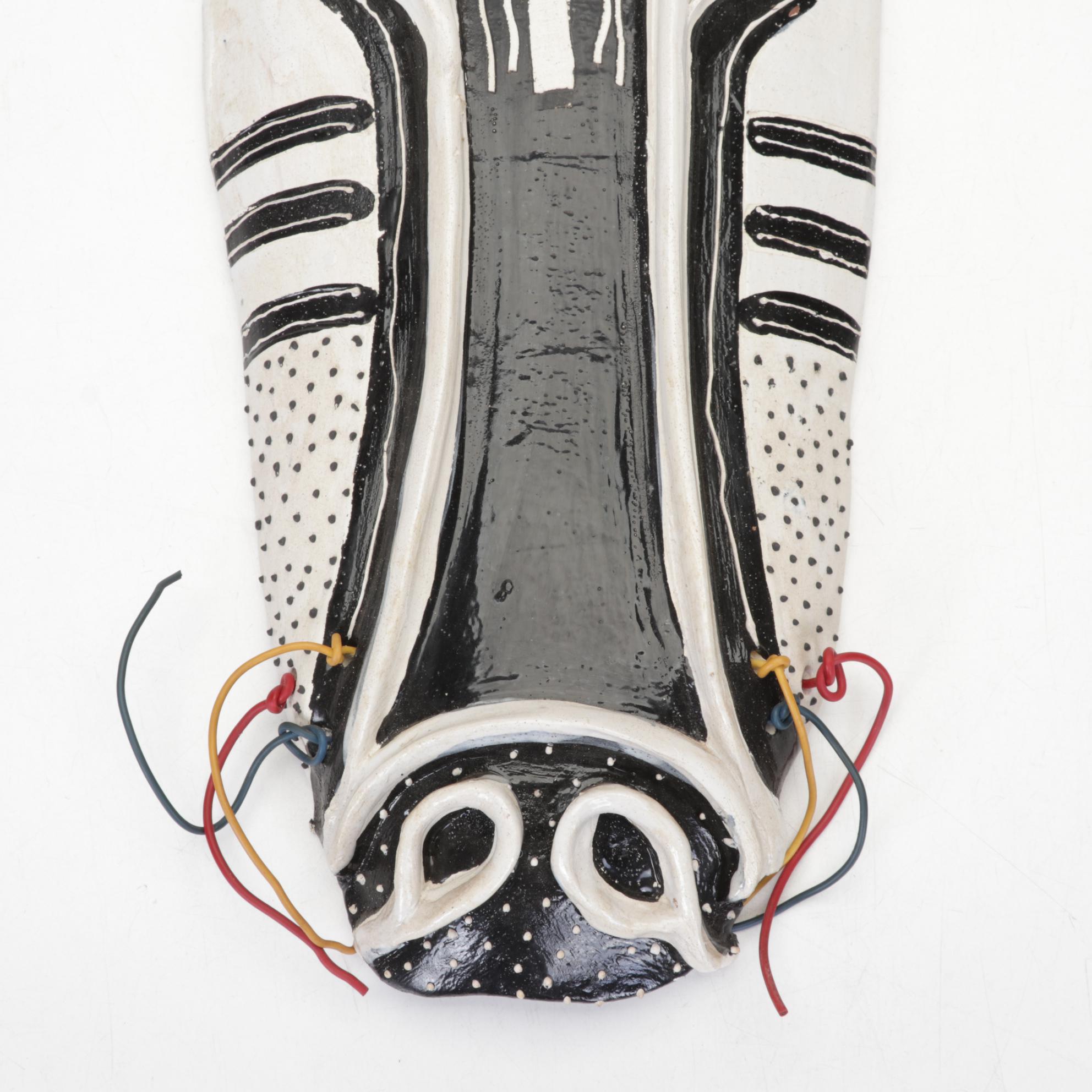 Handmade Clay and Wire Zebra Sculpture