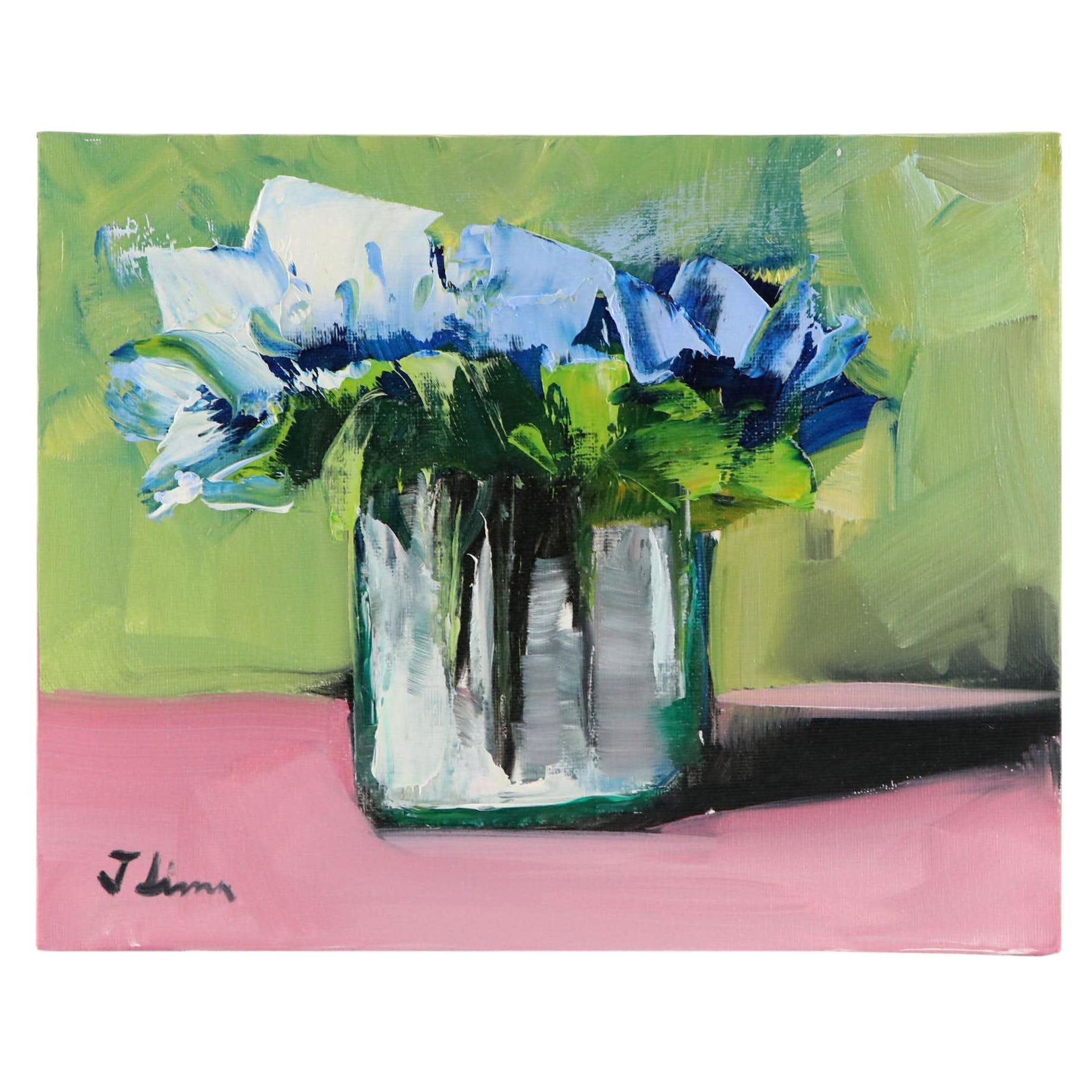 José M. Lima Floral Still Life Oil Painting, 2023