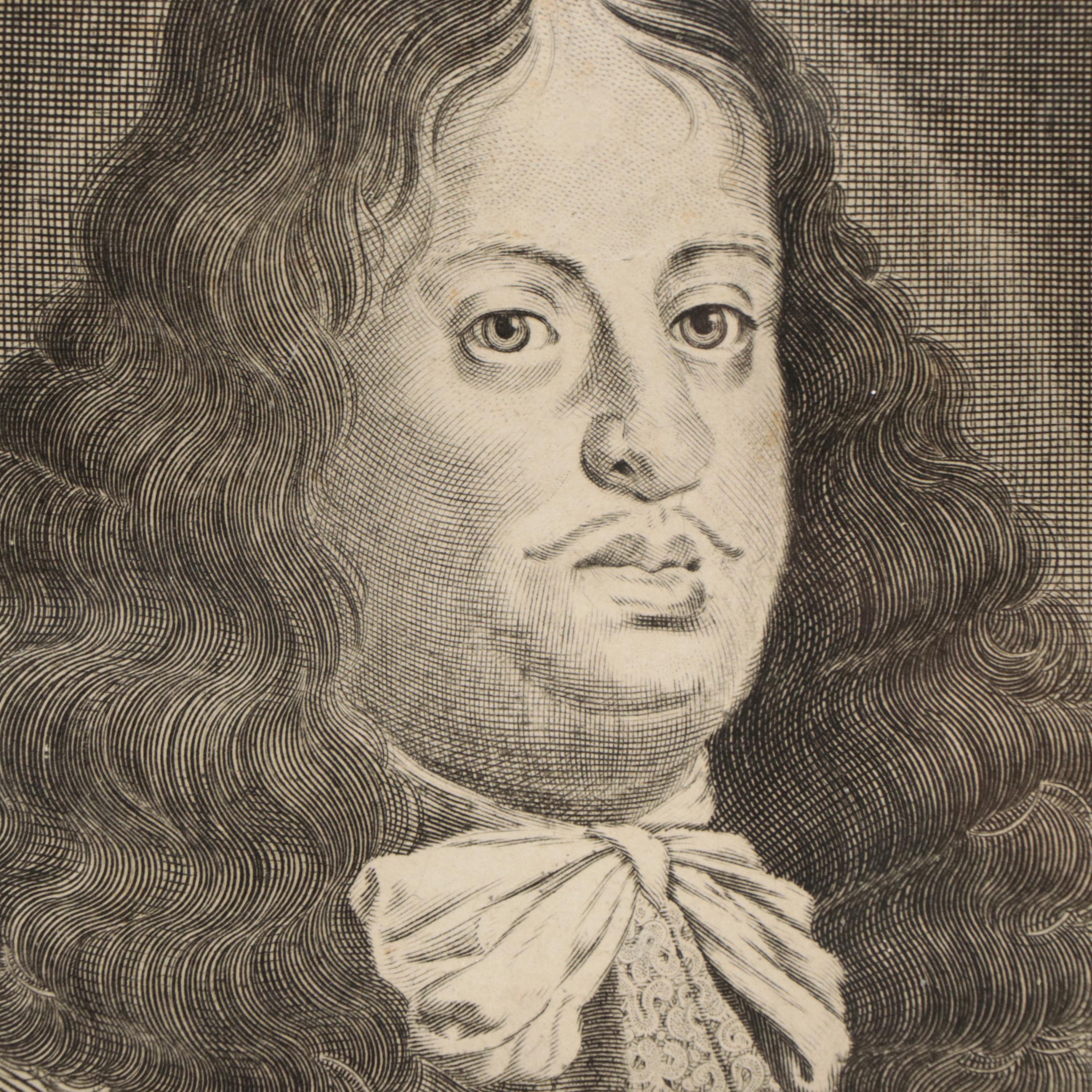 Adriaen Haelwegh Engraving "Cosimo III, Grand Duke of Tuscany," 17th Century