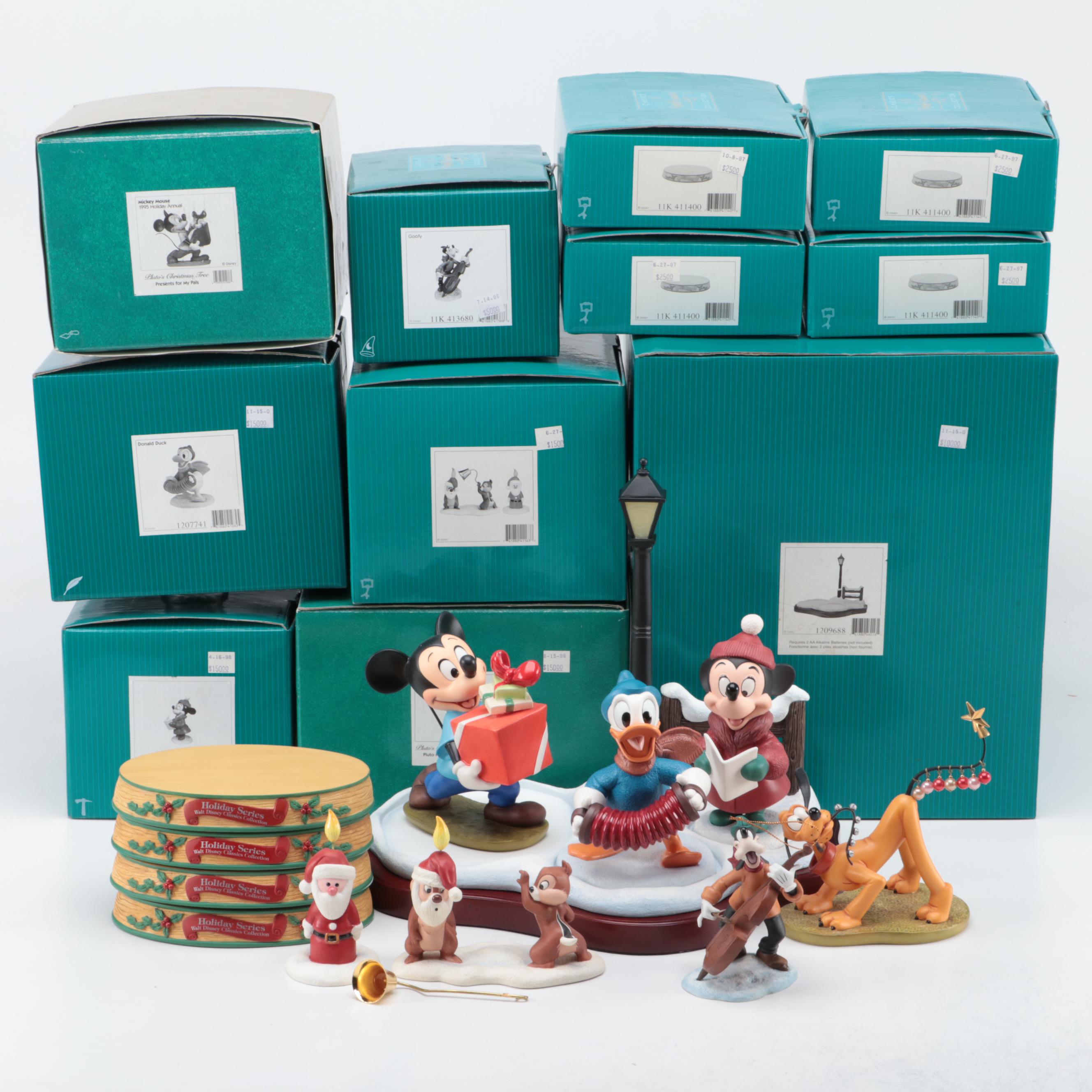 Walt Disney Classics Collection "Pluto's Christmas Tree" Porcelain Figurines