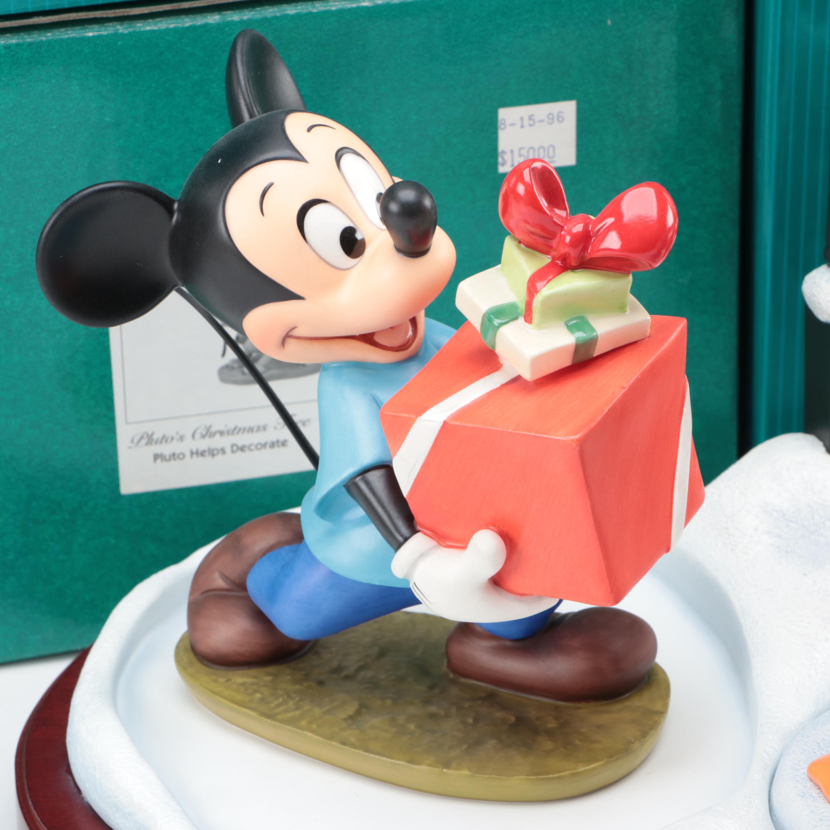 Walt Disney Classics Collection "Pluto's Christmas Tree" Porcelain Figurines