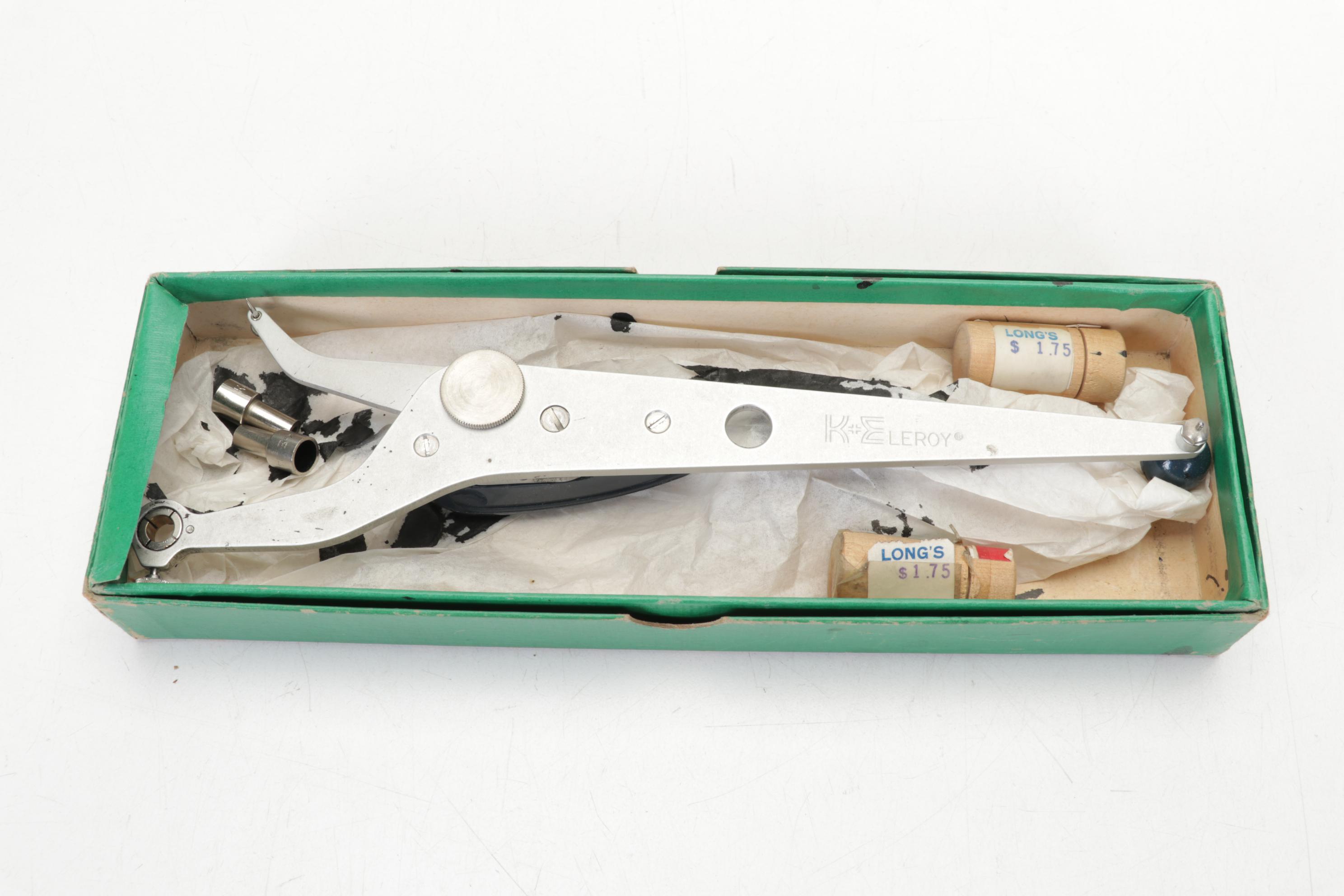 Keuffel and Esser Leroy II Draftsman Lettering and Arc Stencil Set