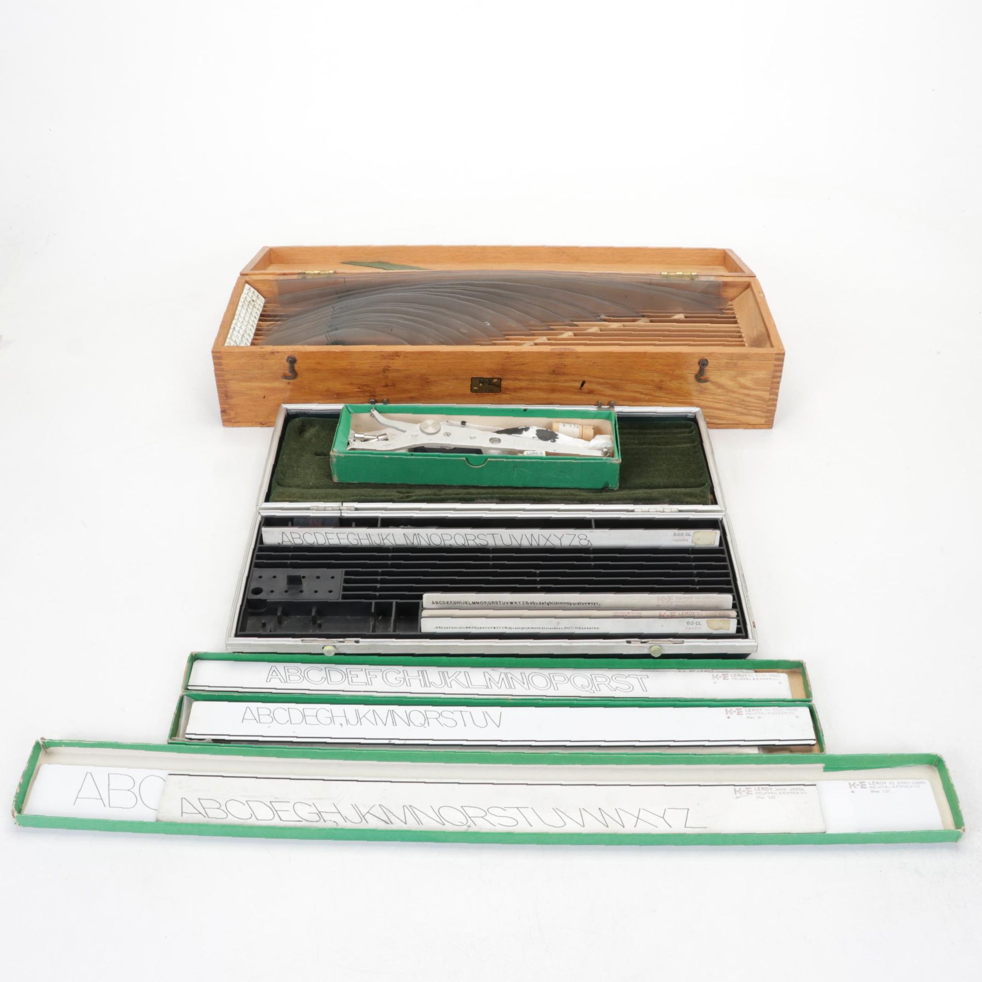 Keuffel and Esser Leroy II Draftsman Lettering and Arc Stencil Set