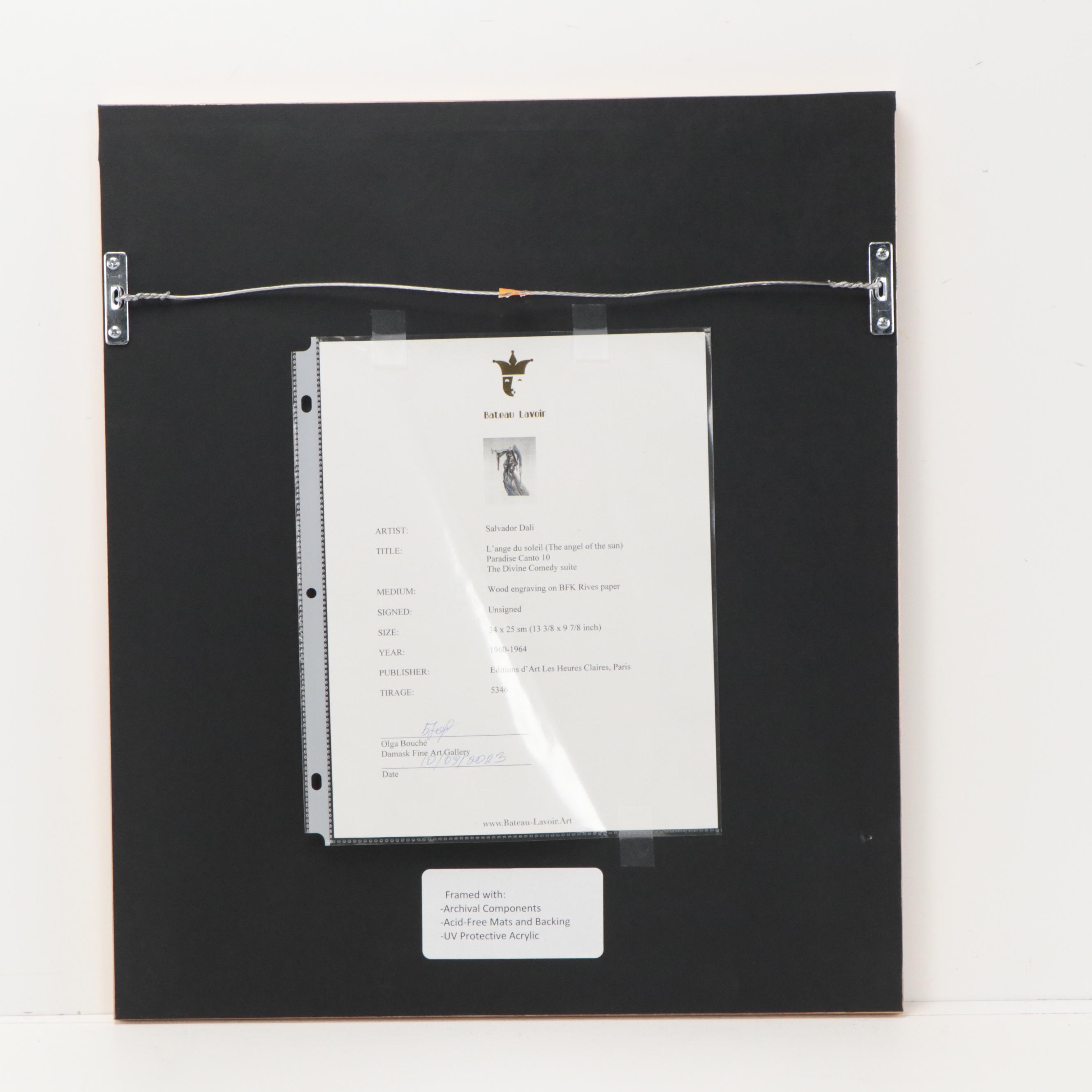 Salvador Dalí Wood Engraving "L’ange du soleil"