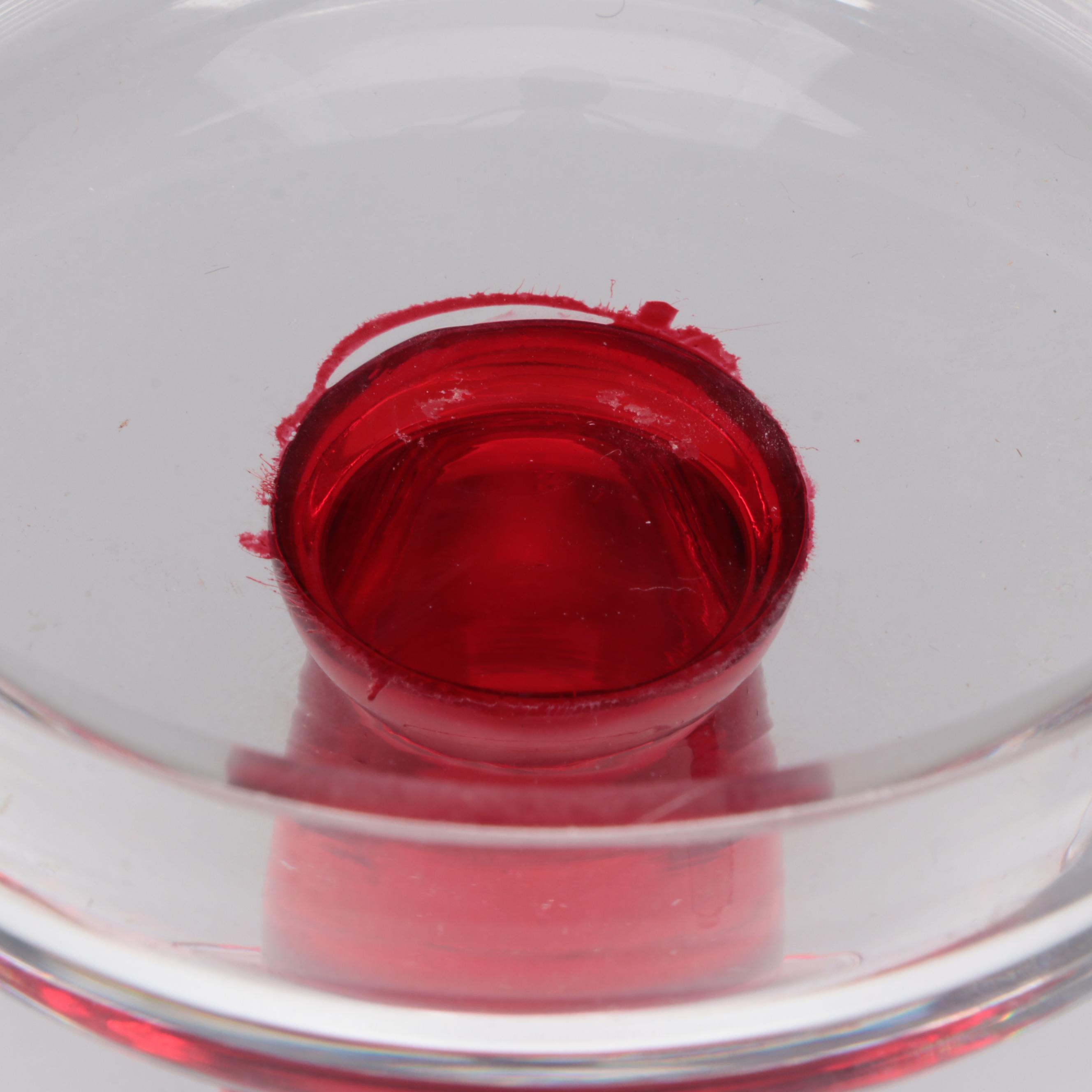 Rubina Pink Style Glass Ashtray with Pillar Shape Glass Candle Holders