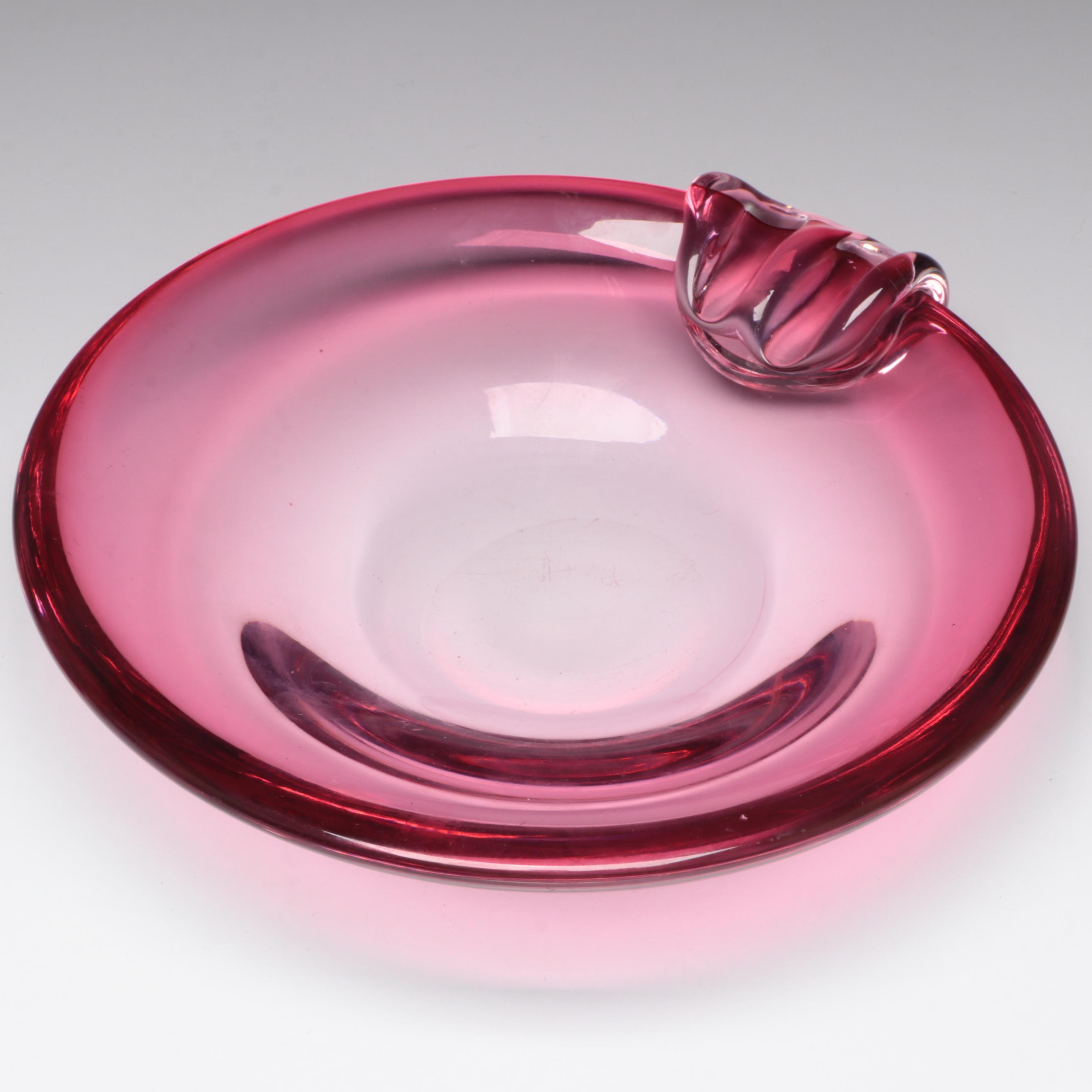 Rubina Pink Style Glass Ashtray with Pillar Shape Glass Candle Holders