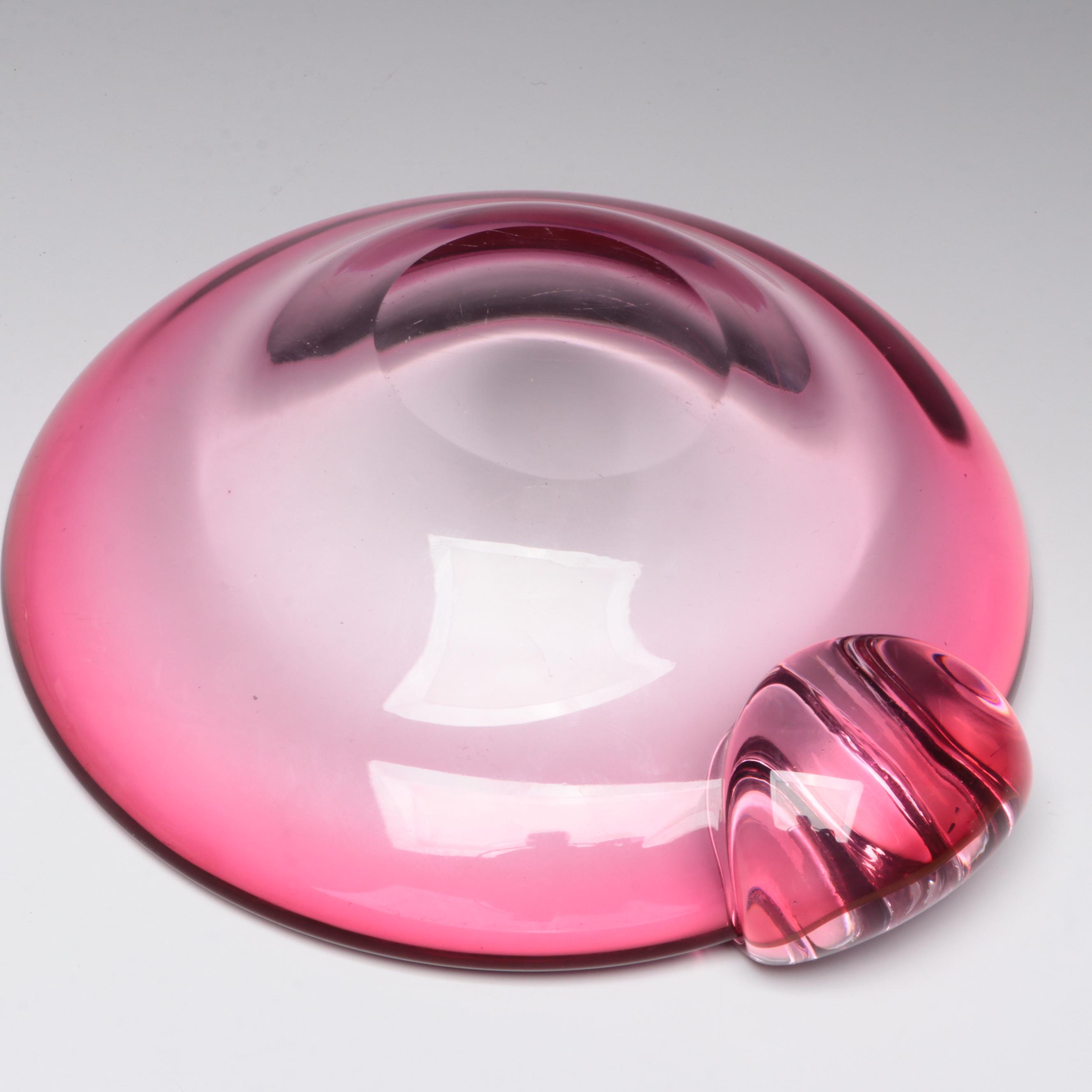 Rubina Pink Style Glass Ashtray with Pillar Shape Glass Candle Holders