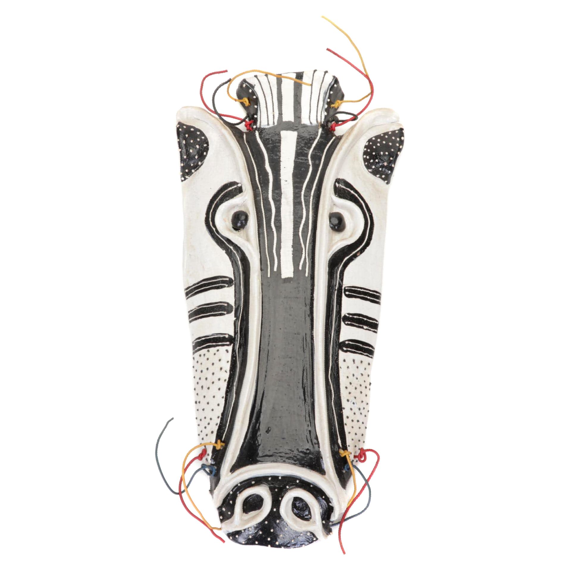 Handmade Clay and Wire Zebra Sculpture