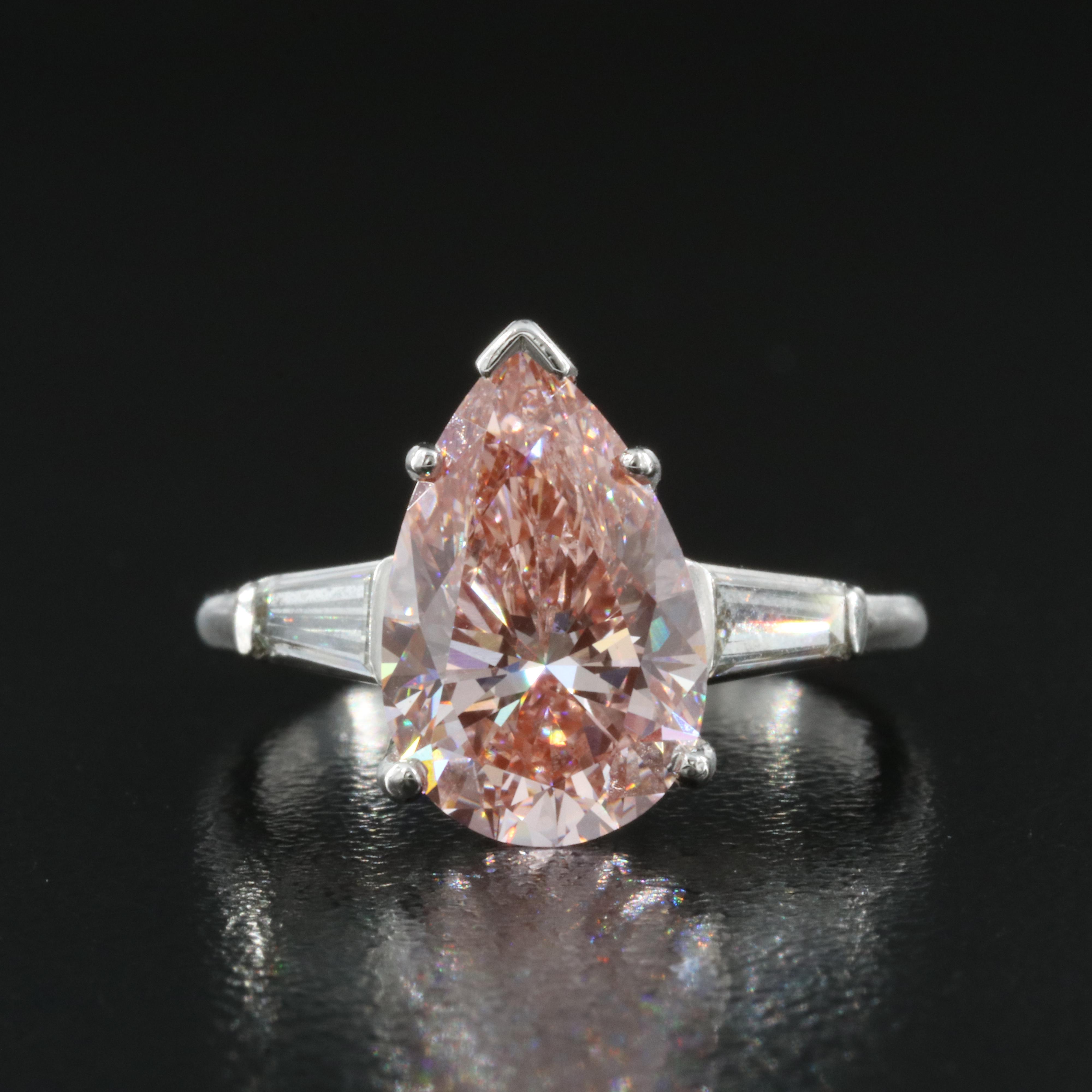 Platinum 3.43 CTW Diamond Ring with Fancy Pink Center