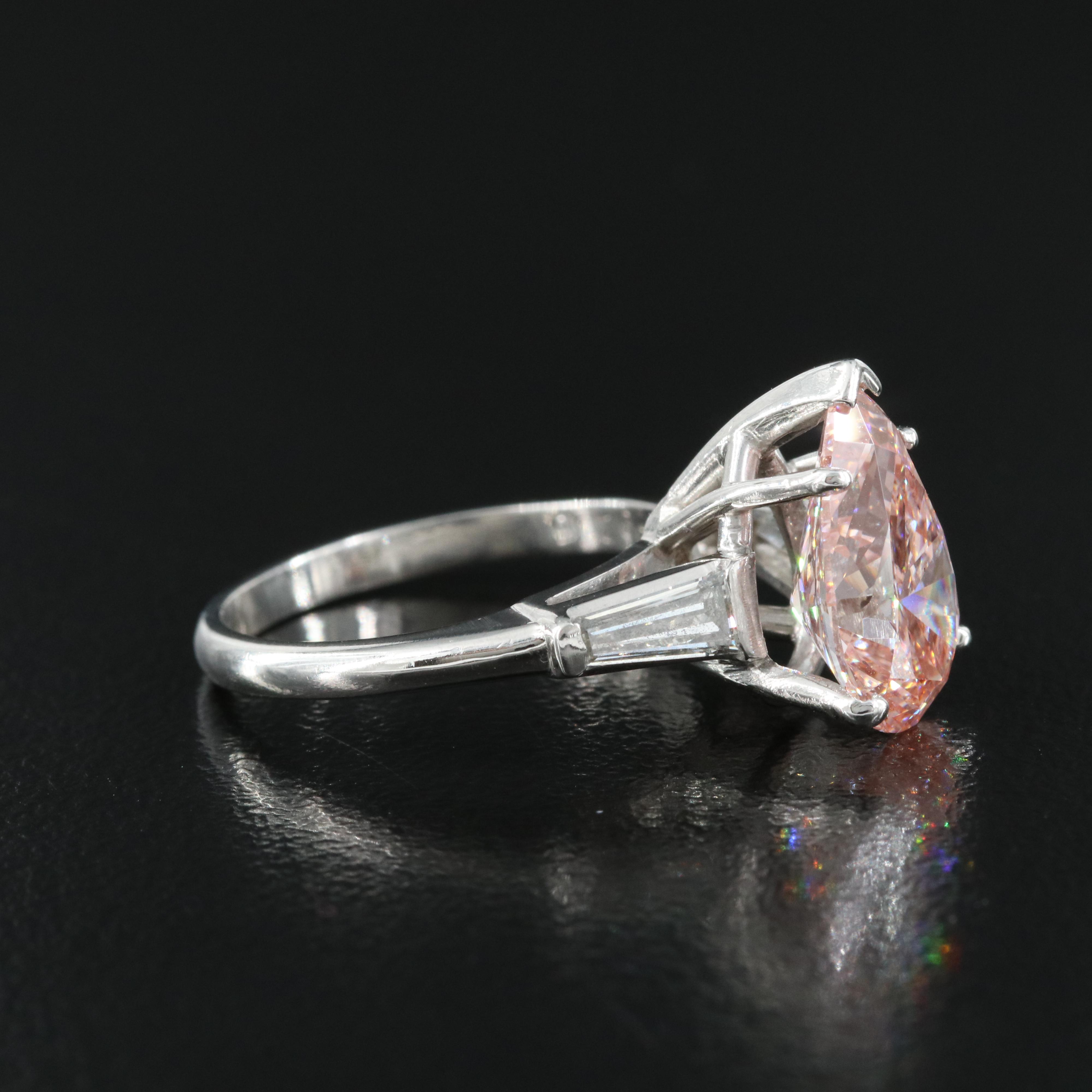 Platinum 3.43 CTW Diamond Ring with Fancy Pink Center