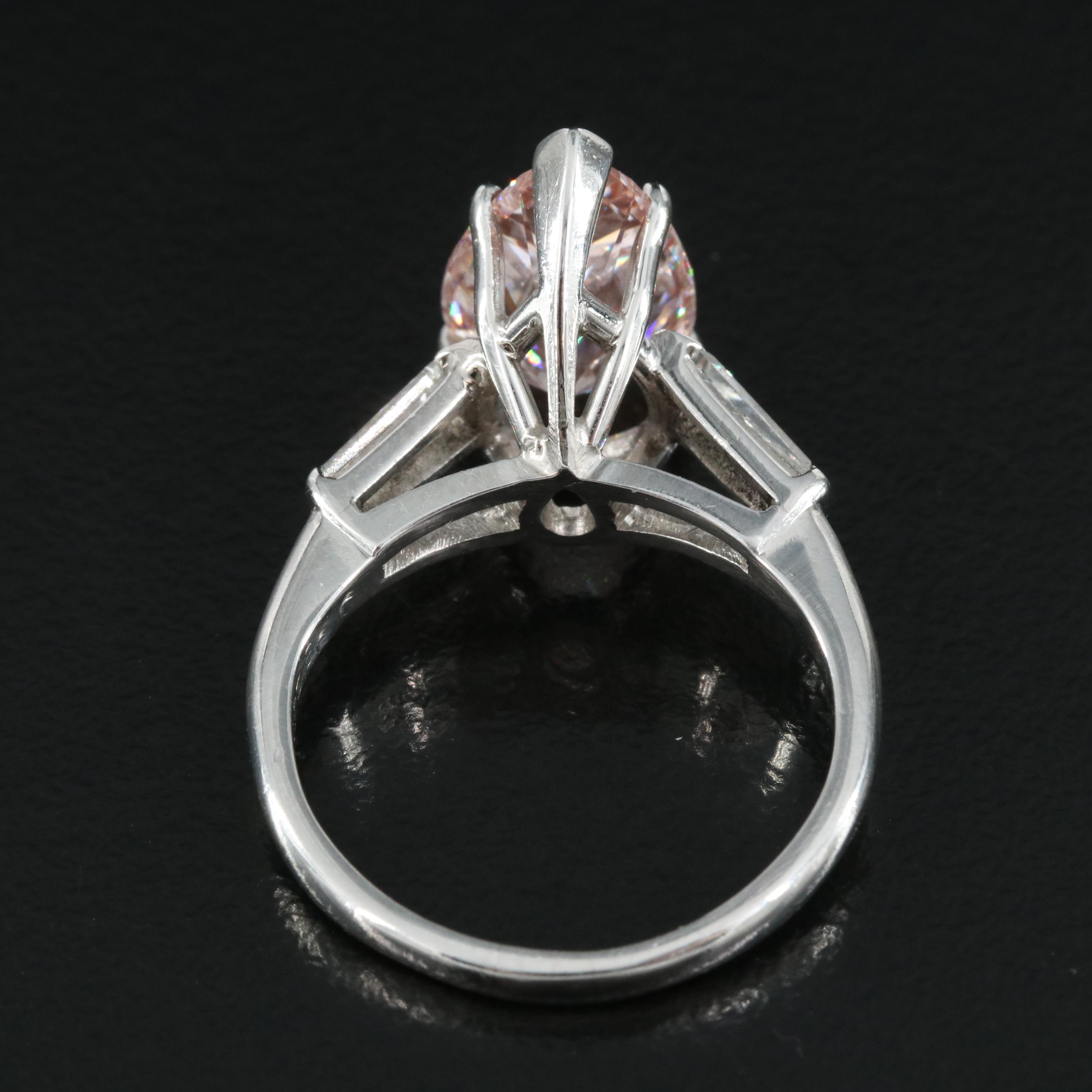 Platinum 3.43 CTW Diamond Ring with Fancy Pink Center