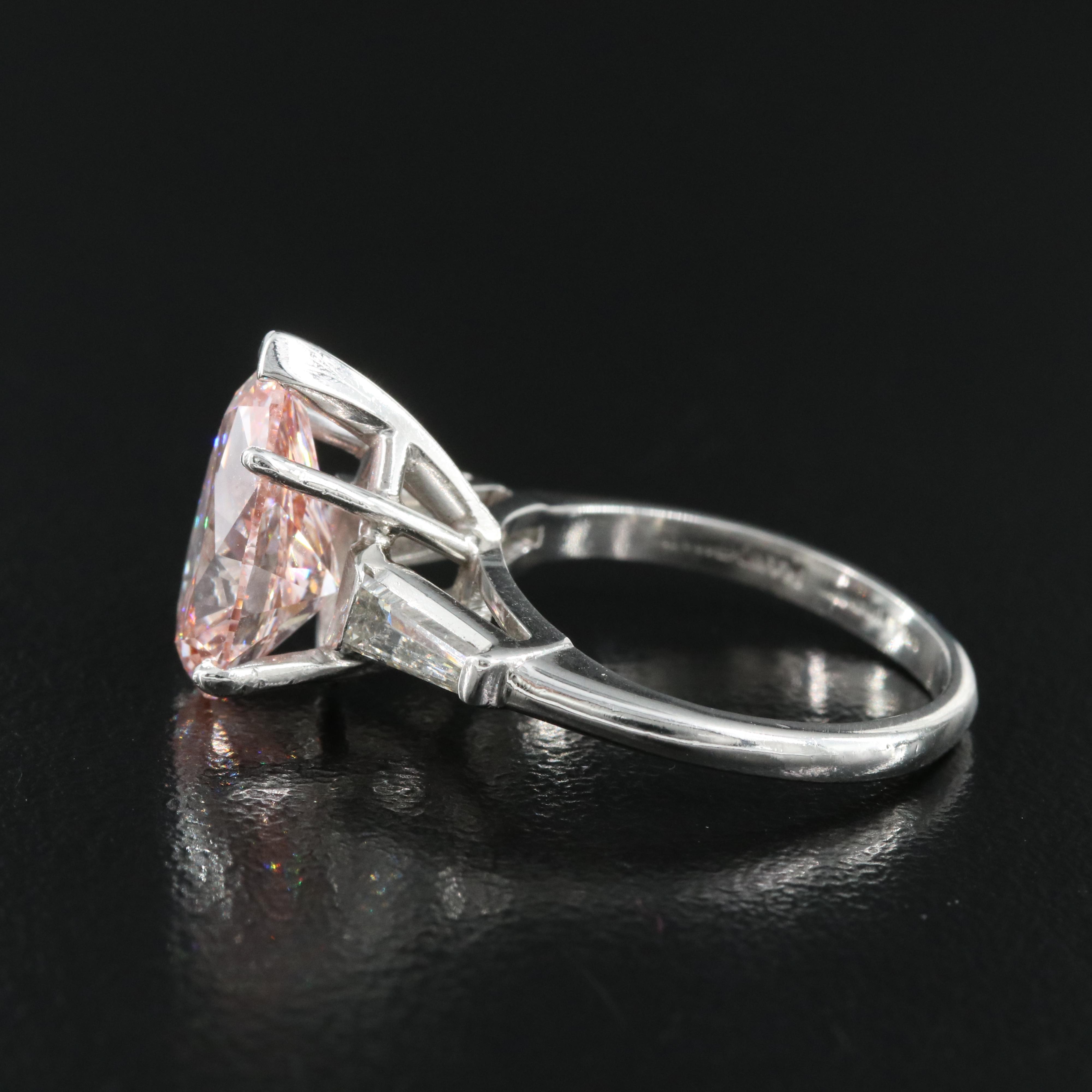 Platinum 3.43 CTW Diamond Ring with Fancy Pink Center