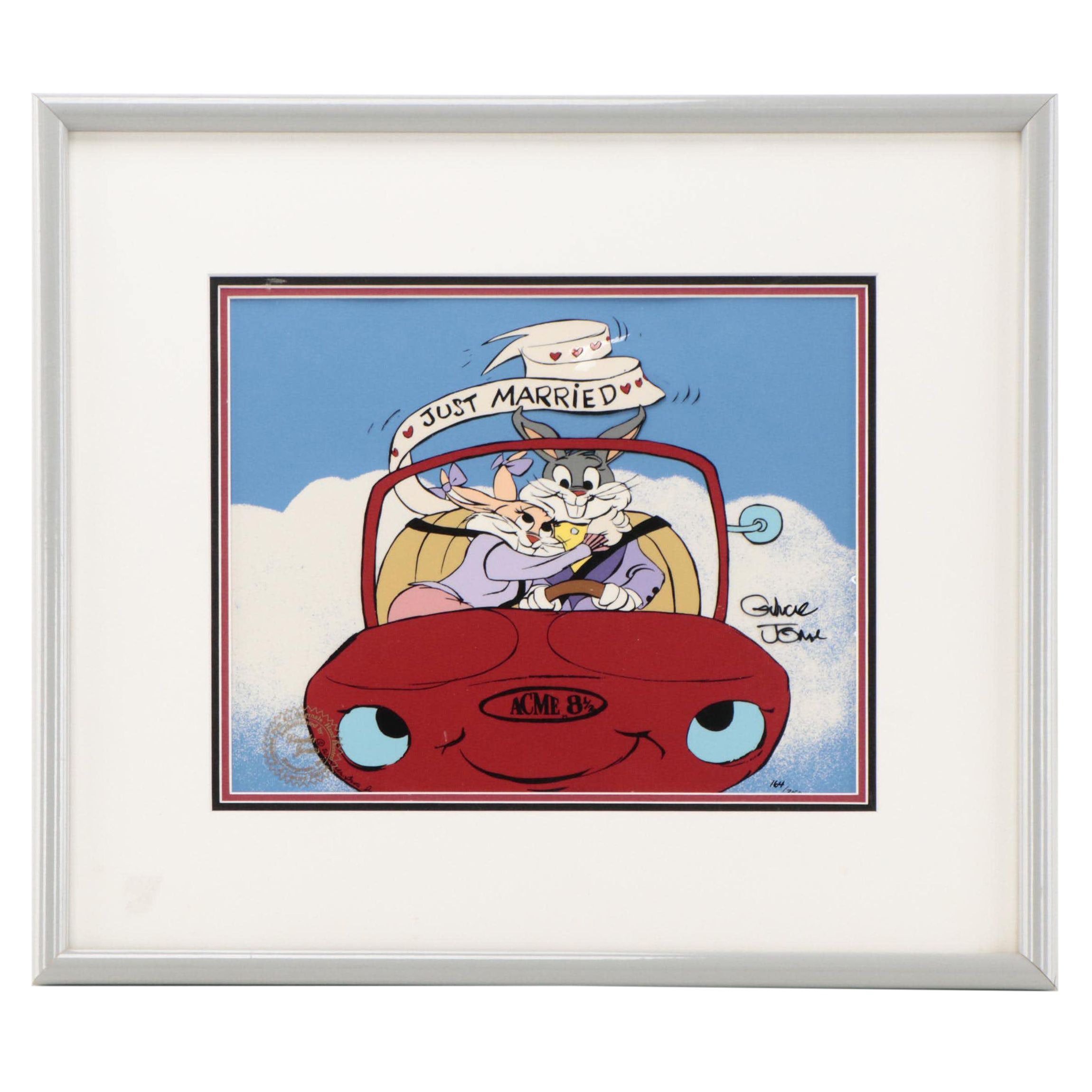 Warner Bros. Chuck Jones Bugs Bunny and Babs Hand-Painted Sericel "Just Married"