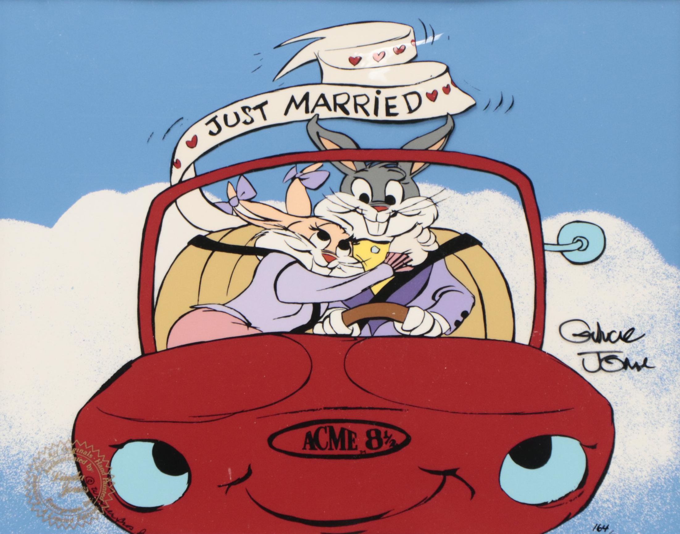 Warner Bros. Chuck Jones Bugs Bunny and Babs Hand-Painted Sericel "Just Married"