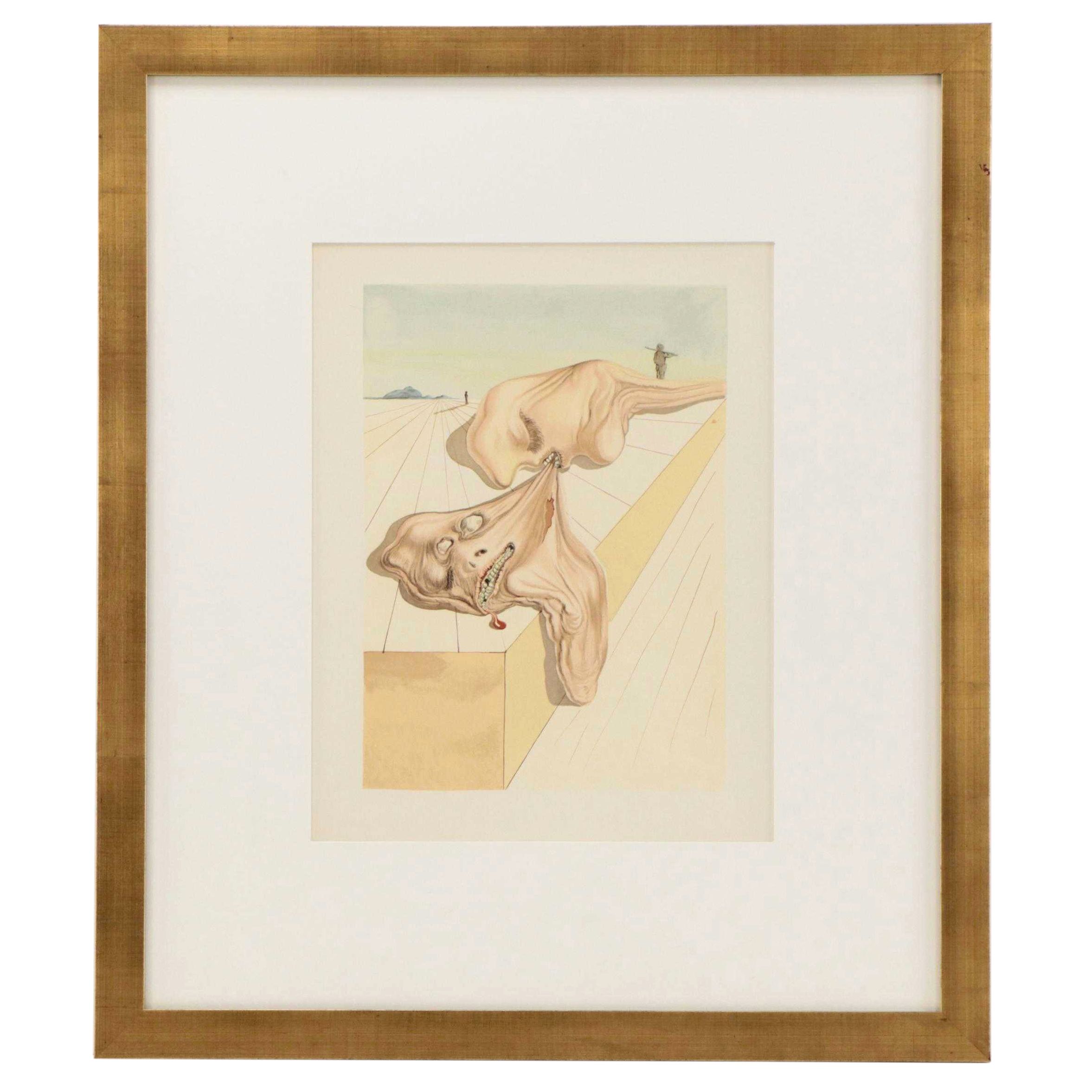 Salvador Dalí Wood Engraving "Les hommes qui s’entre-dévorent"