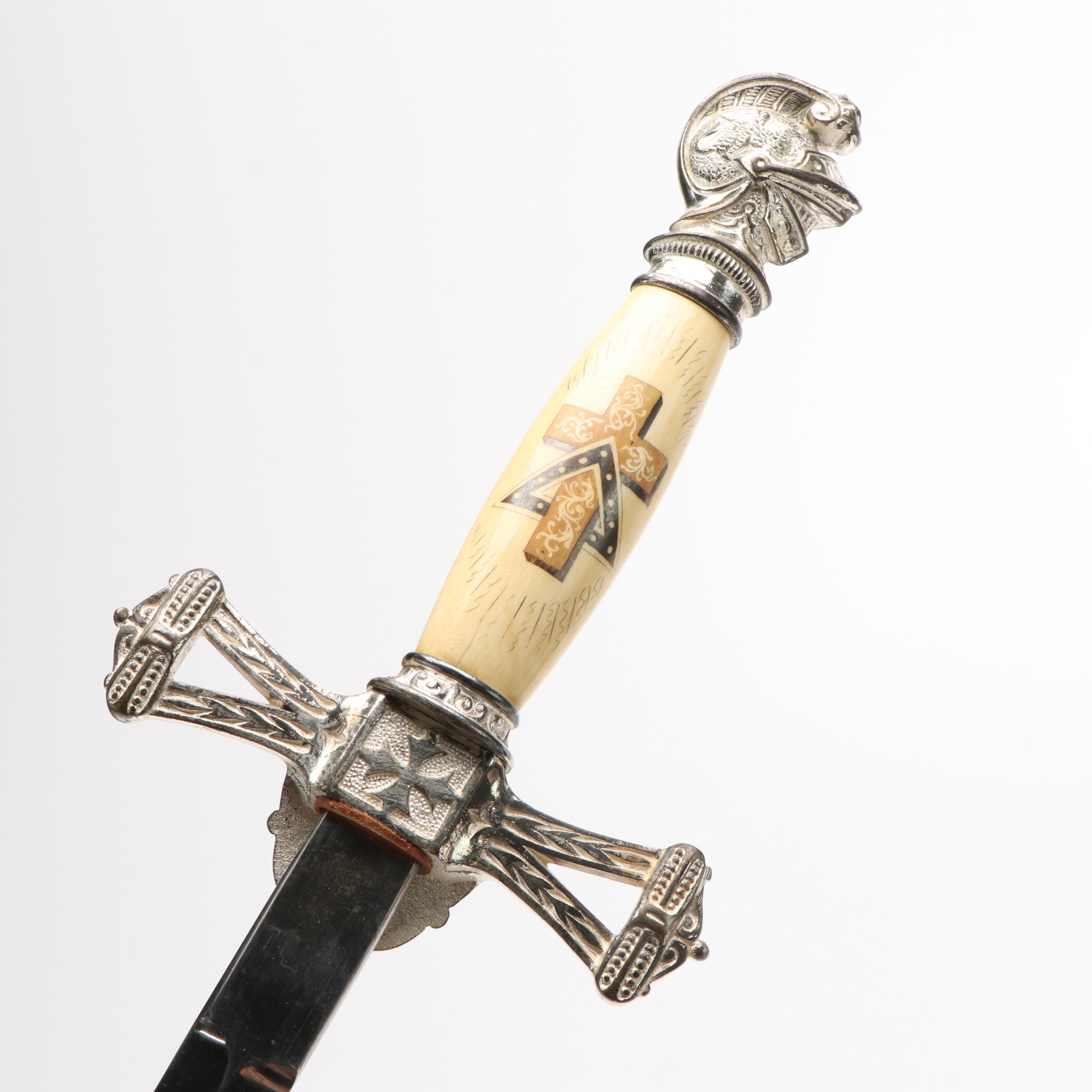 Masonic Ceremonial Sword With Scabbord and Leather Case