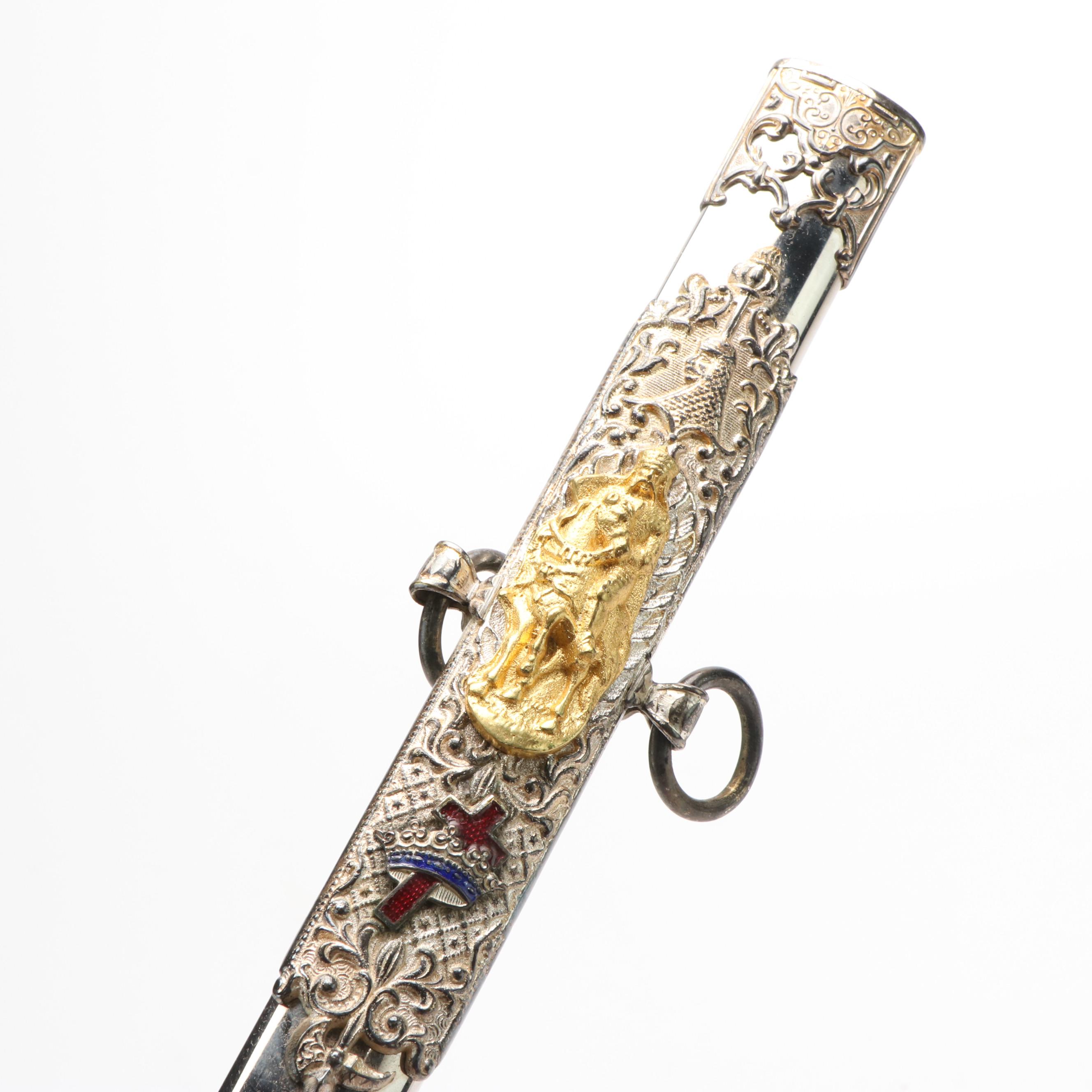 Masonic Ceremonial Sword With Scabbord and Leather Case