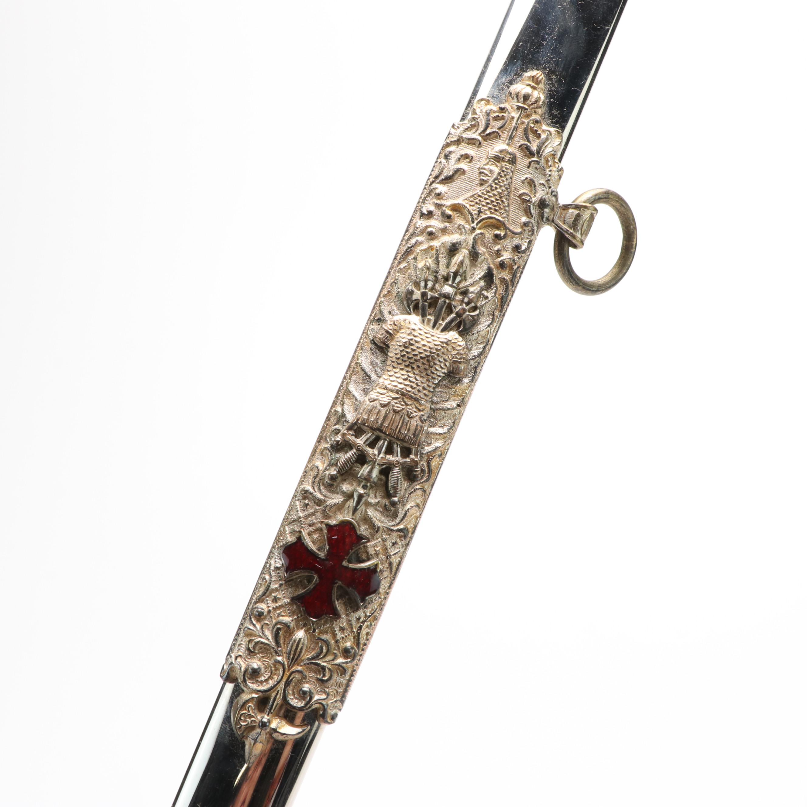Masonic Ceremonial Sword With Scabbord and Leather Case