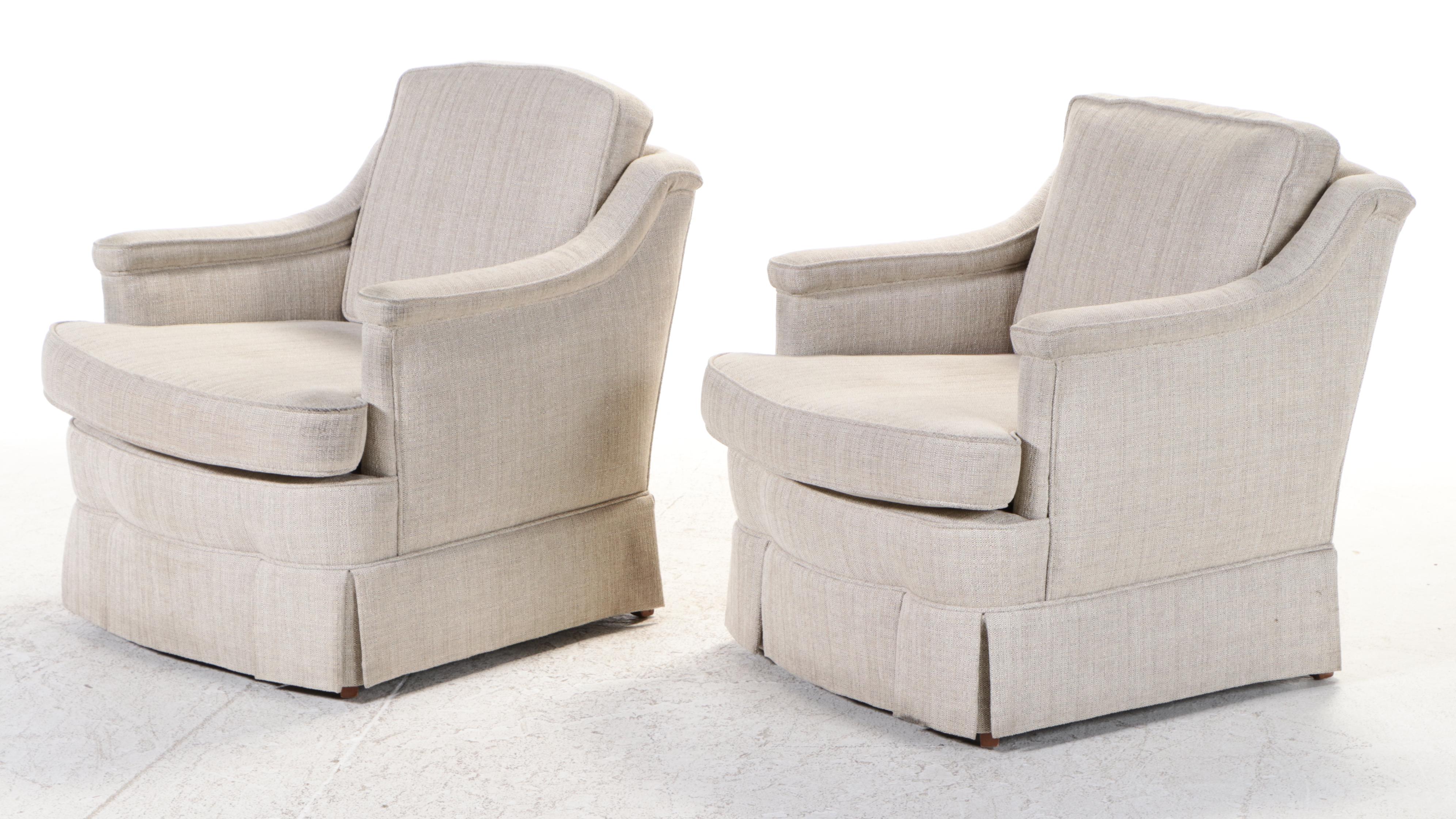 Pair of Beige Textural Upholstered Club Chairs