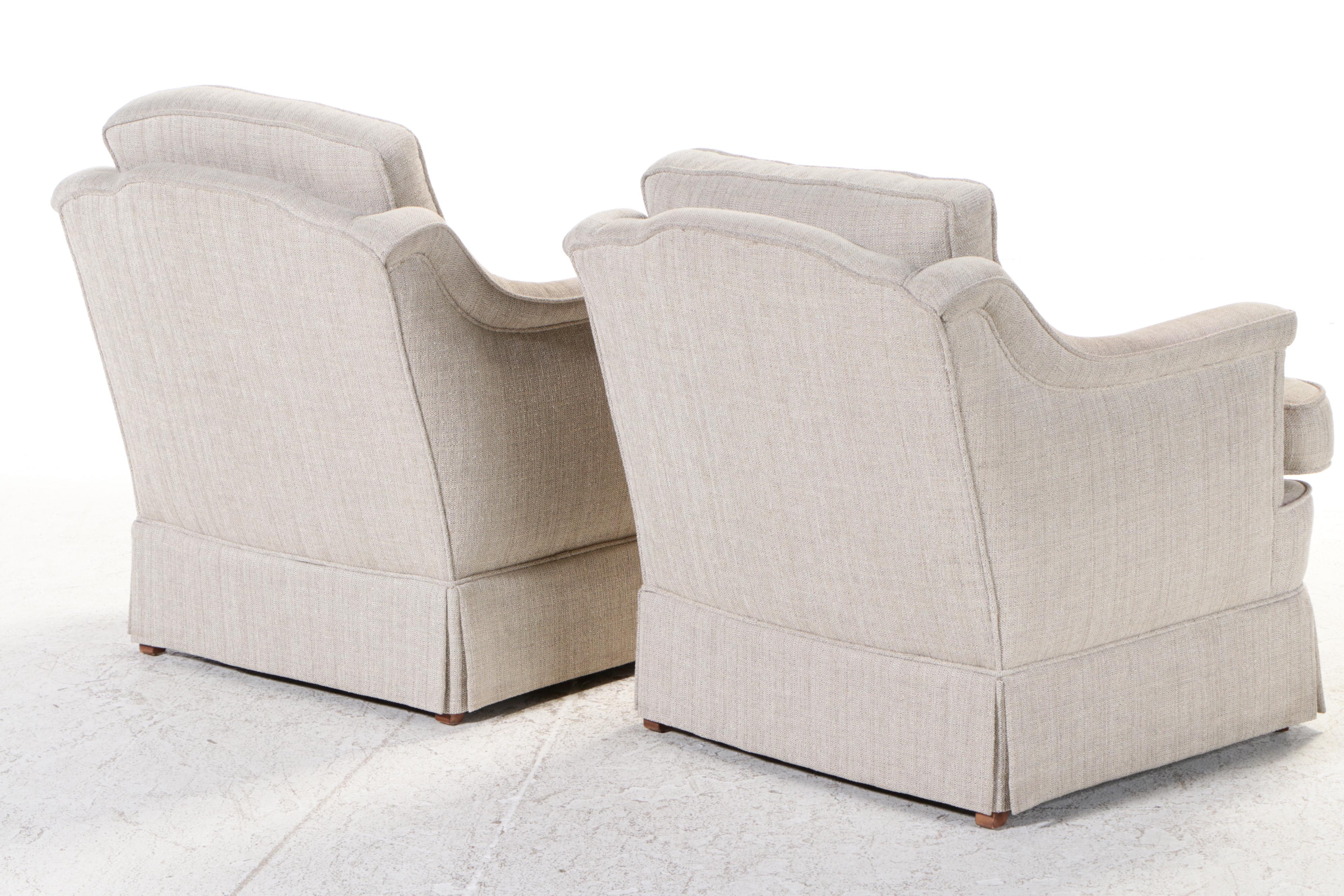 Pair of Beige Textural Upholstered Club Chairs