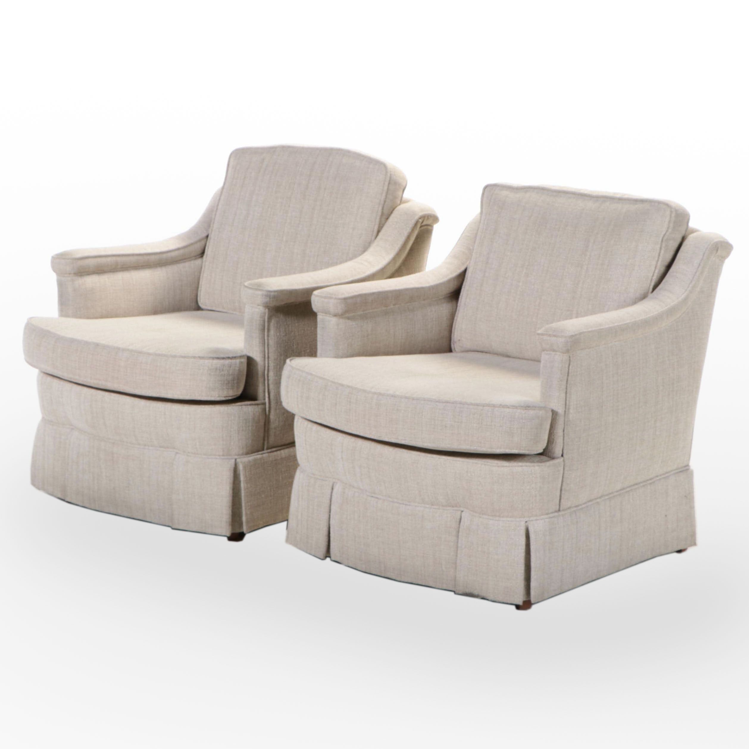 Pair of Beige Textural Upholstered Club Chairs