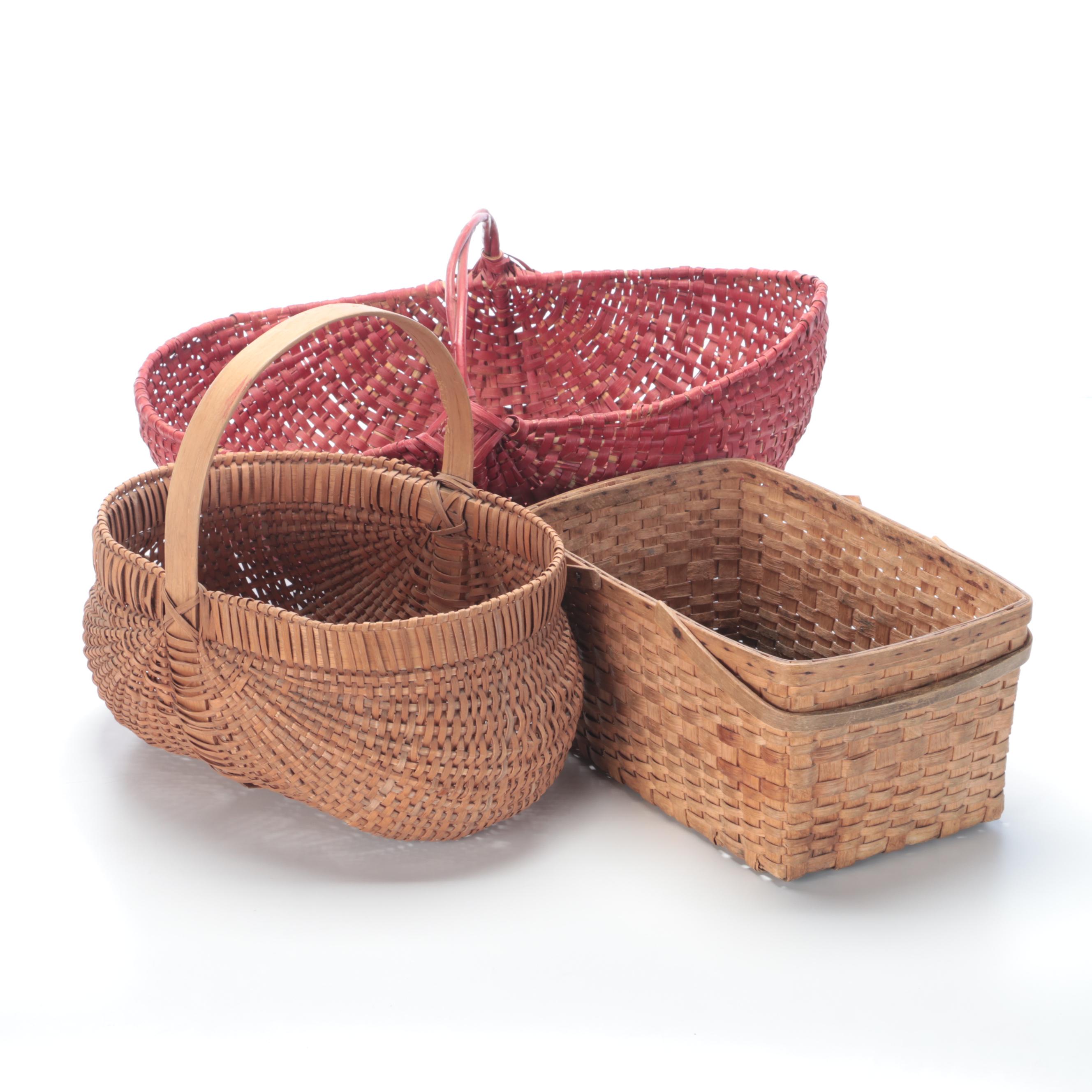 Handmade Woven Buttocks and Other Baskets, 20th Century