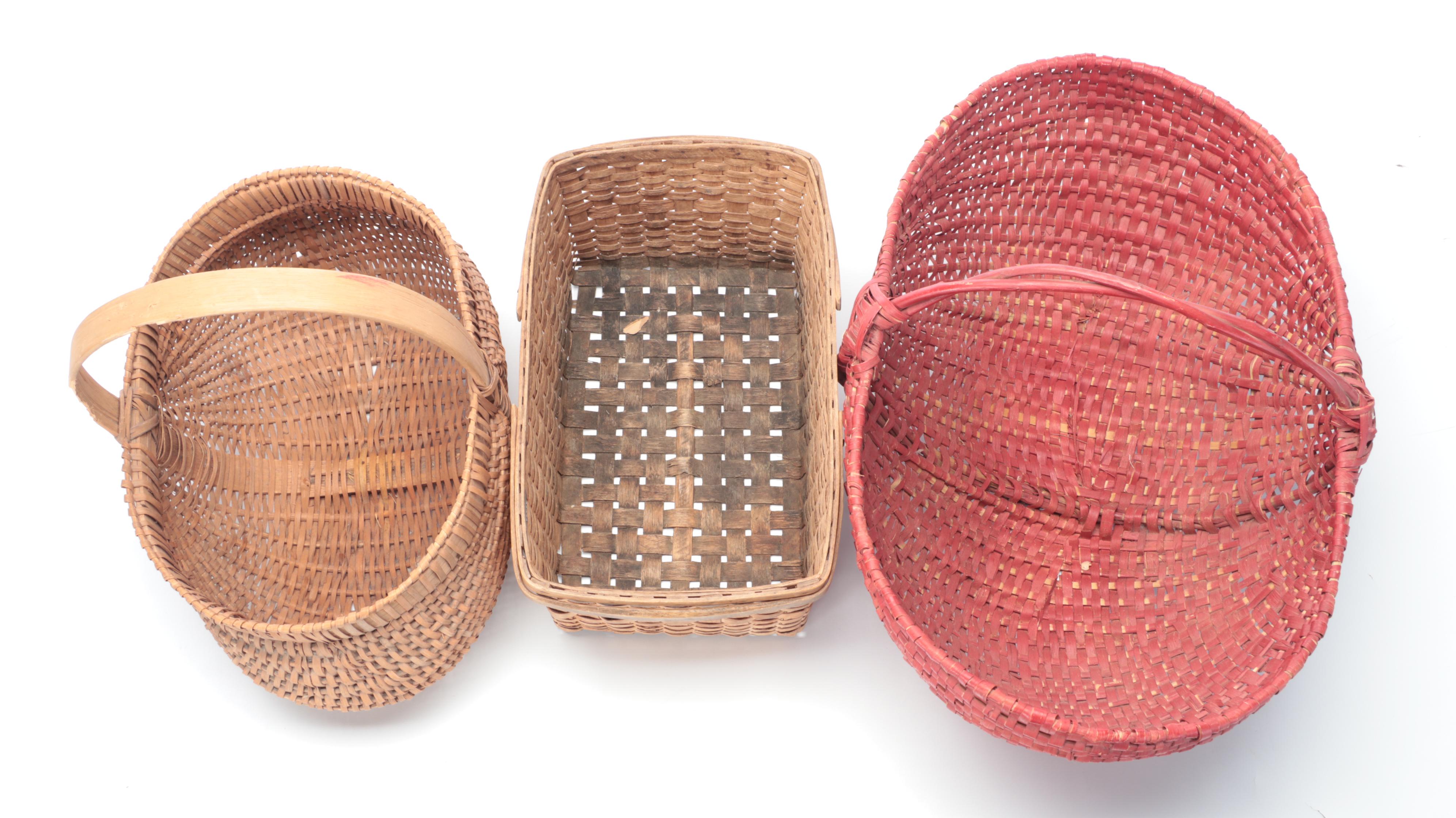Handmade Woven Buttocks and Other Baskets, 20th Century