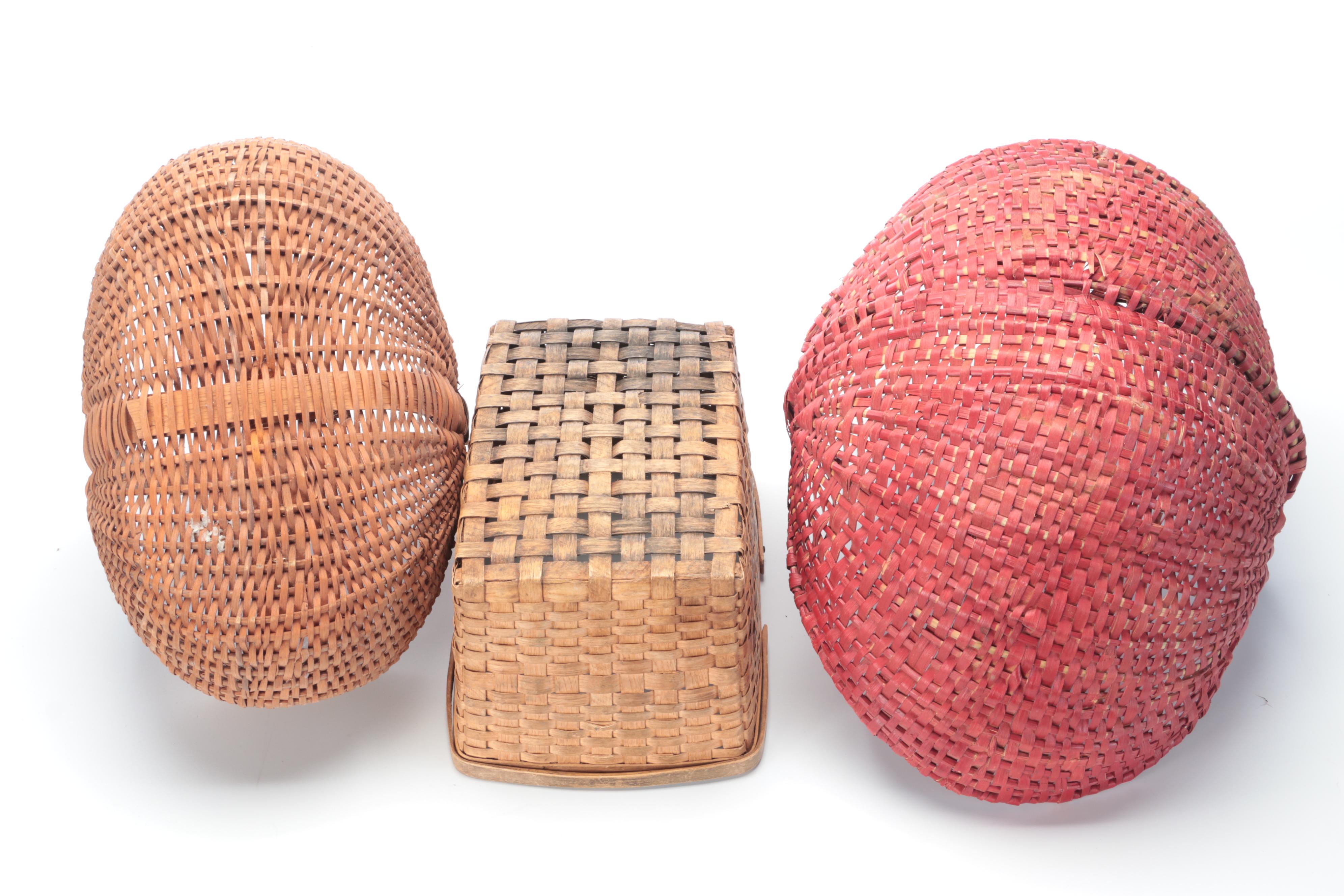 Handmade Woven Buttocks and Other Baskets, 20th Century