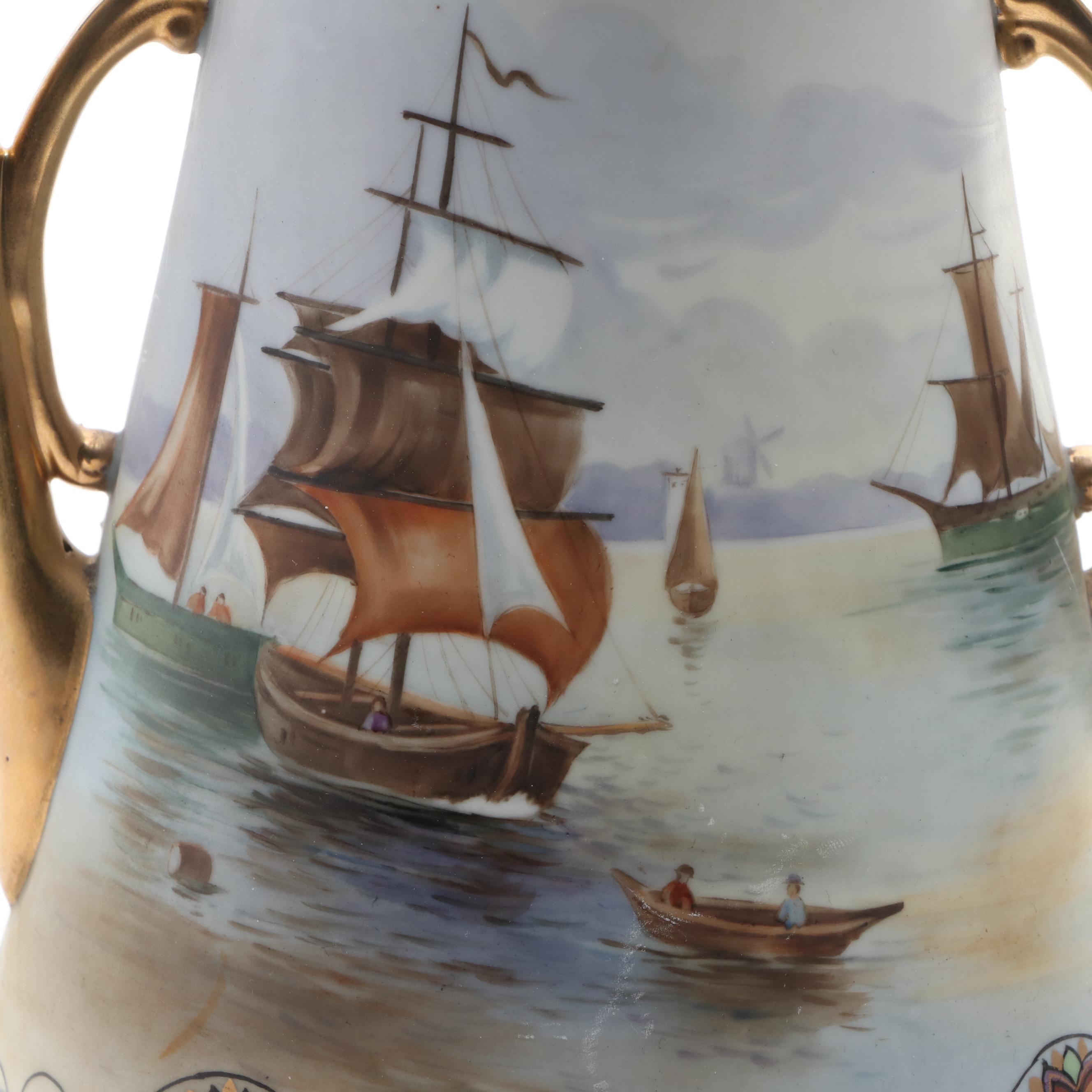 Morimoto Brothers Nippon Porcelain Art Nouveau Style Hand-Painted Vase