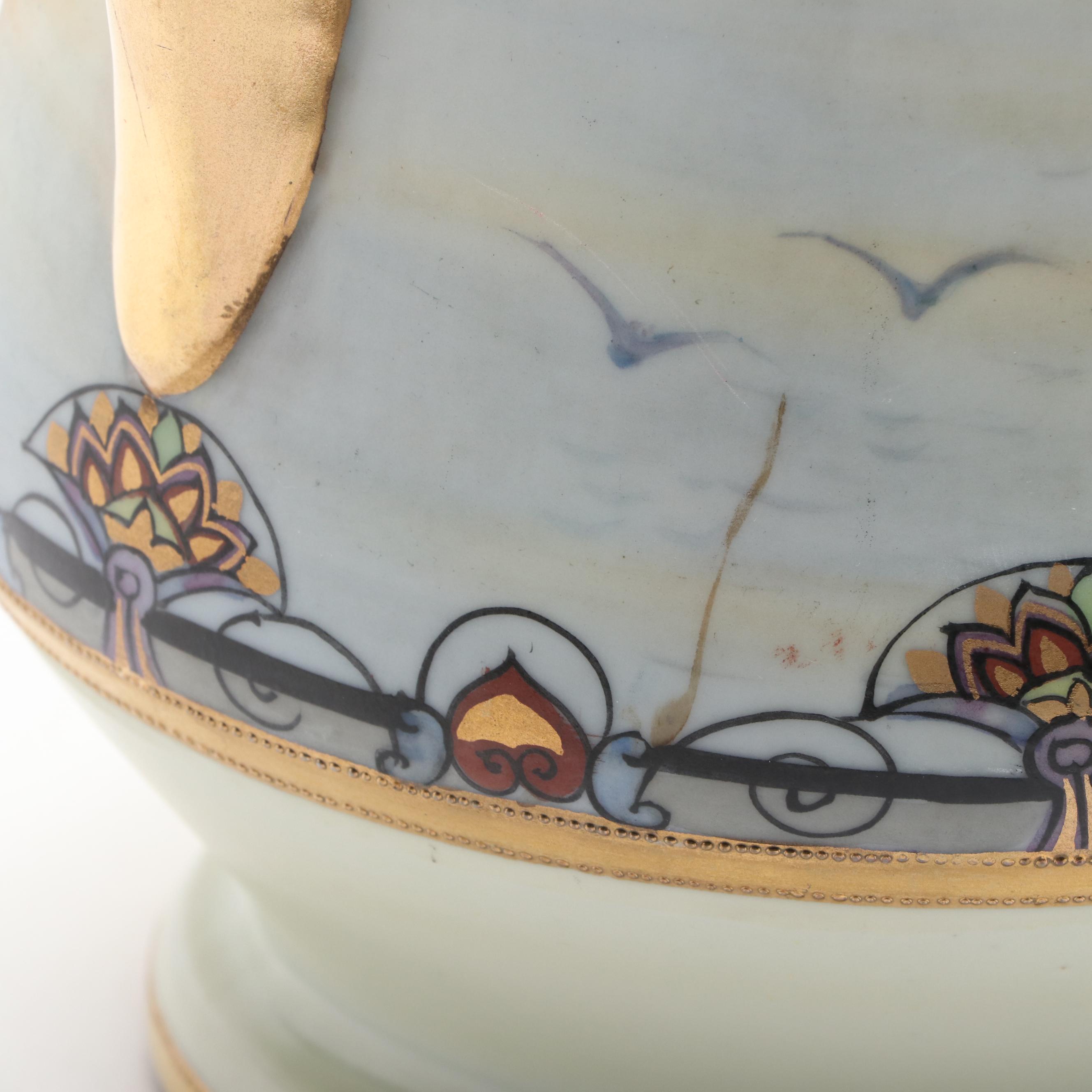 Morimoto Brothers Nippon Porcelain Art Nouveau Style Hand-Painted Vase