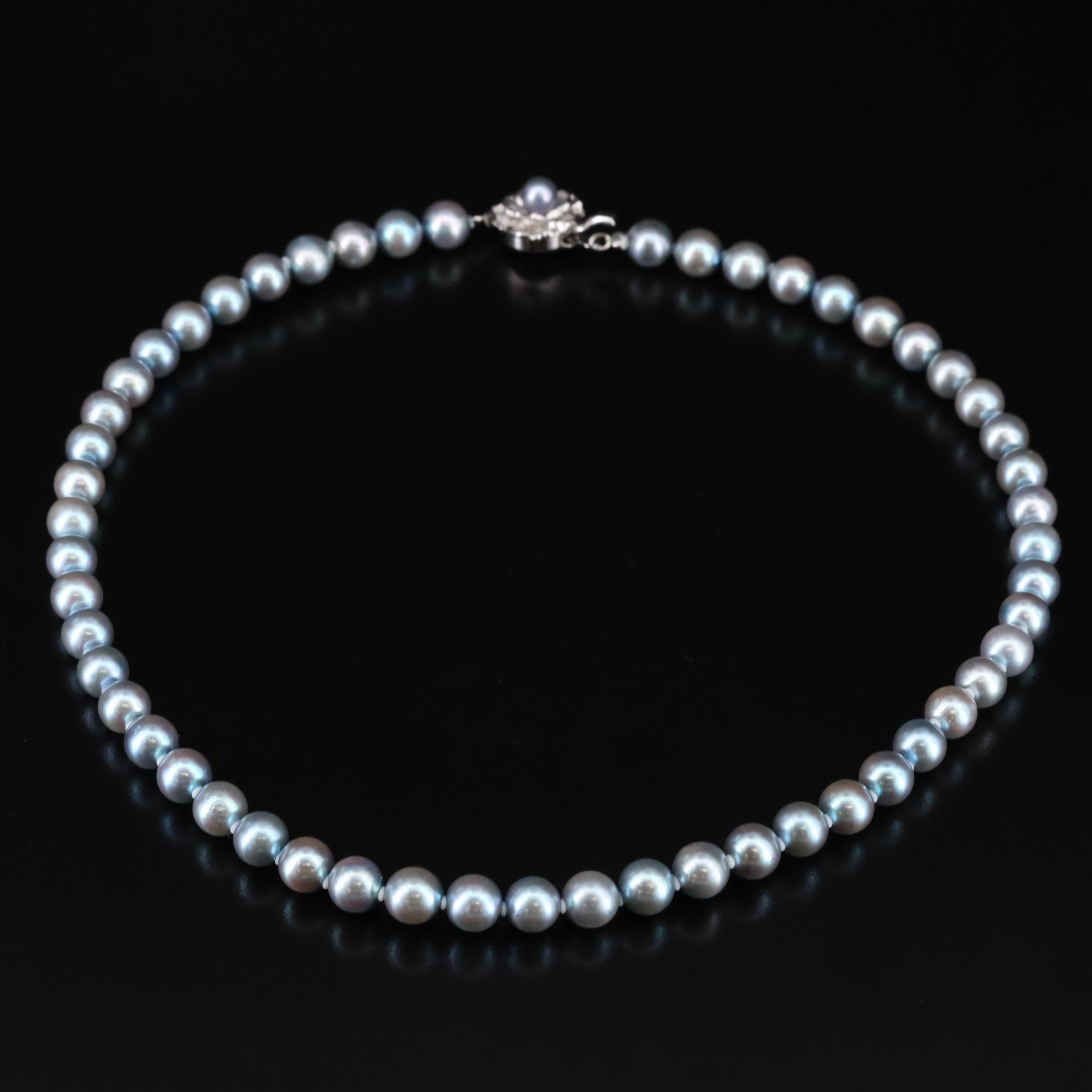 Pearl Necklace with Pearl Accent Flower Shaped Clasp