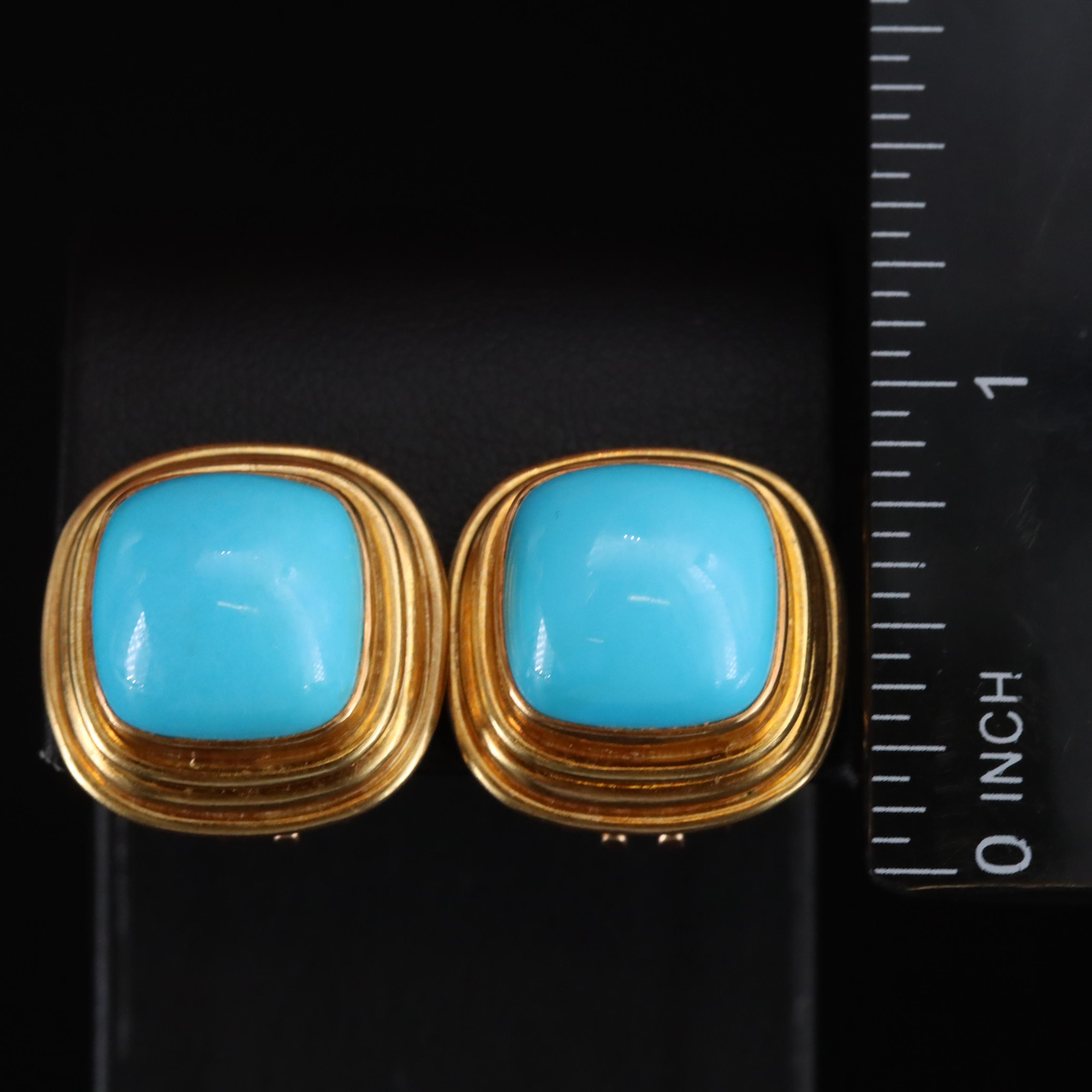 18K Turquoise Clip Earrings EBTH