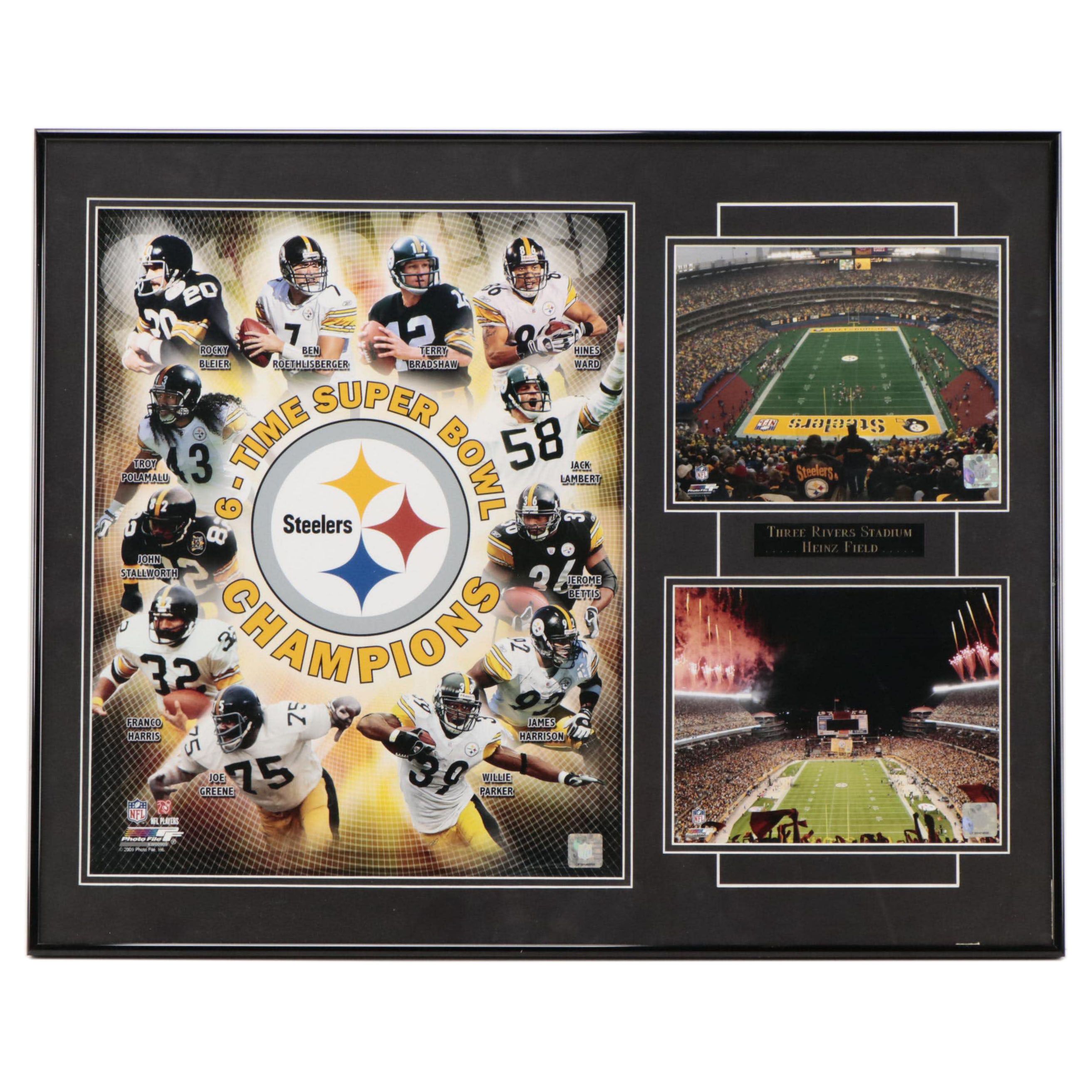 Pittsburgh Steelers Football Display Featuring Terry Bradshaw and More