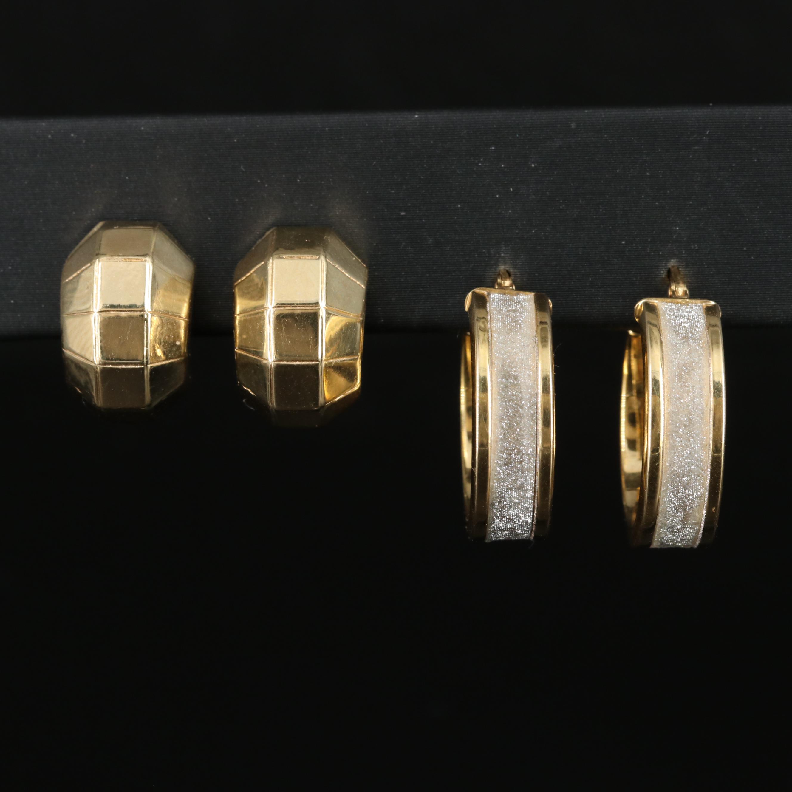 14K Hoops and Faceted Half Hoop Earrings