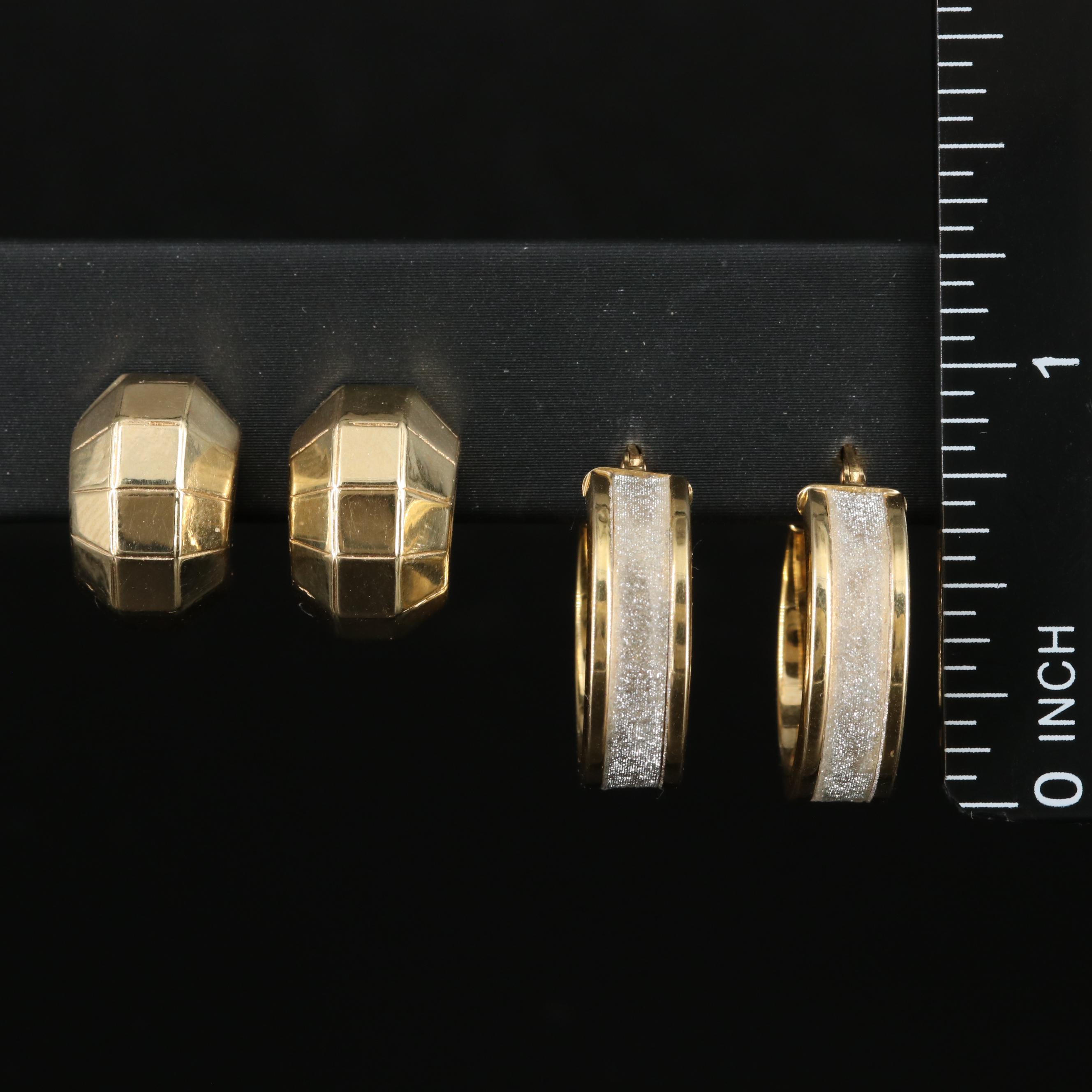 14K Hoops and Faceted Half Hoop Earrings
