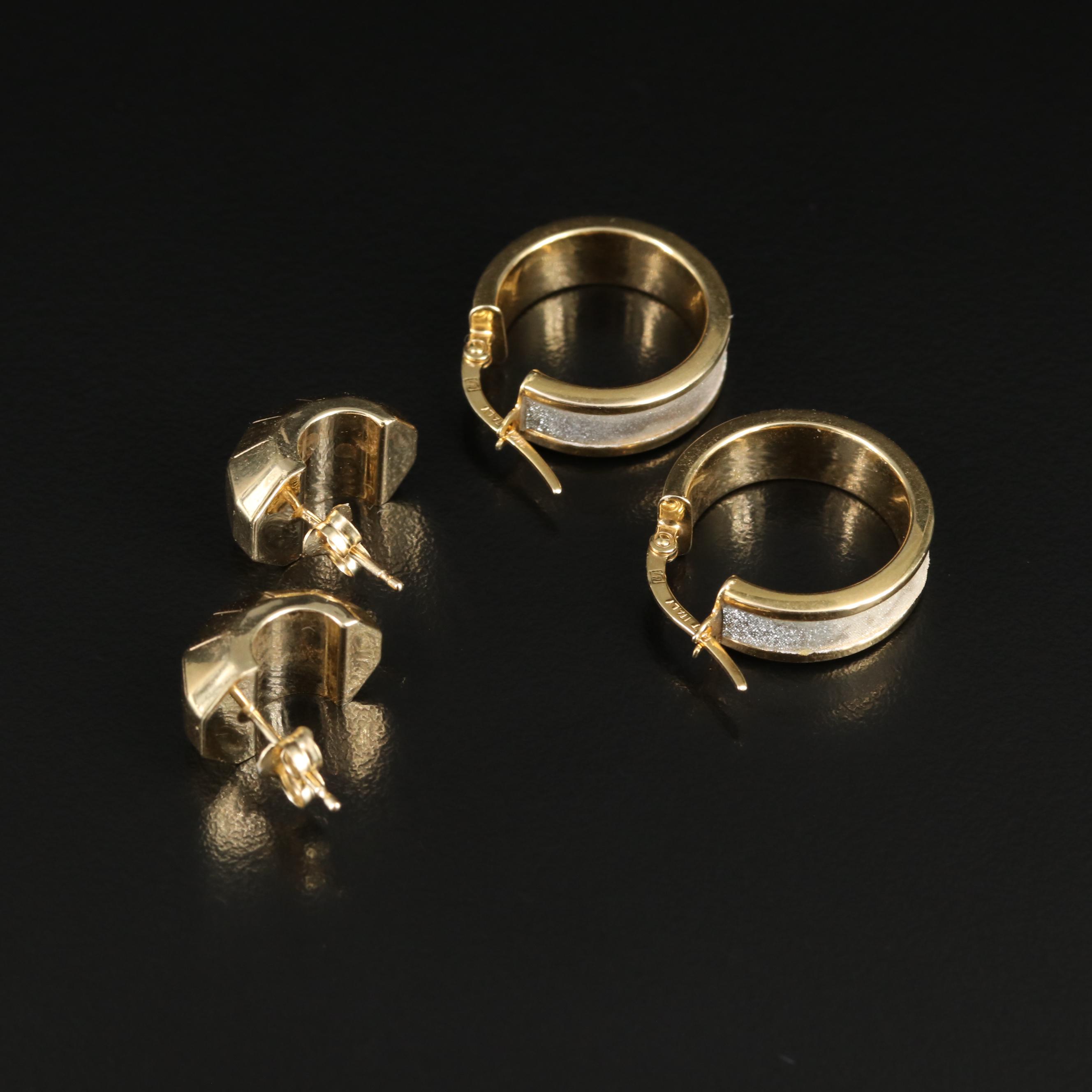 14K Hoops and Faceted Half Hoop Earrings