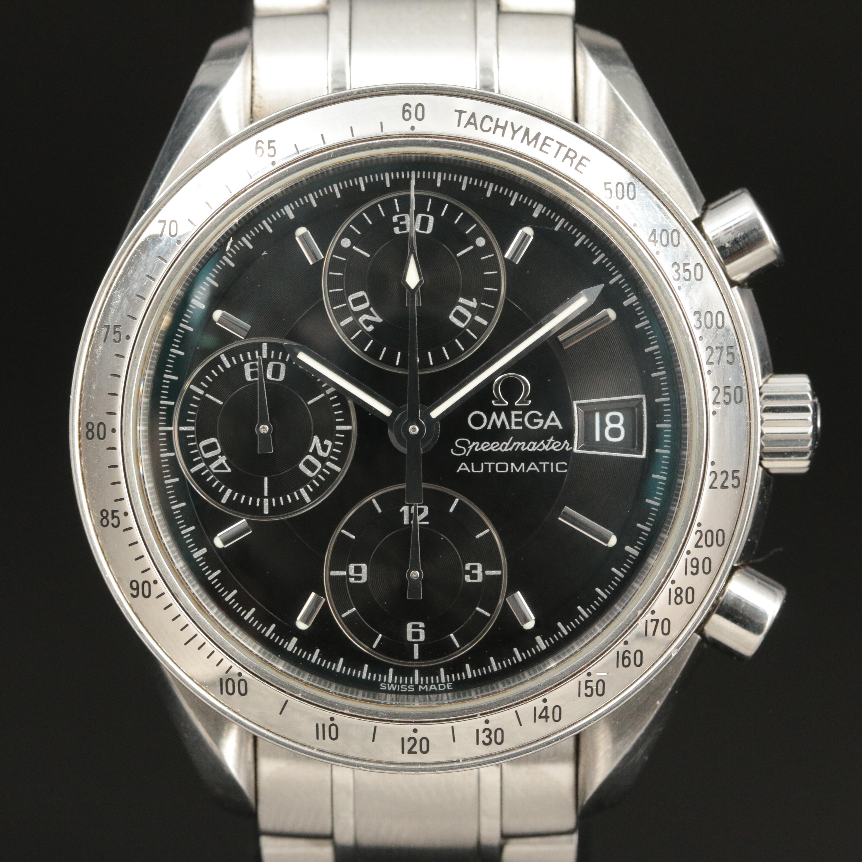 Omega Speedmaster Date Black 39MM Bracelet Automatic Watch