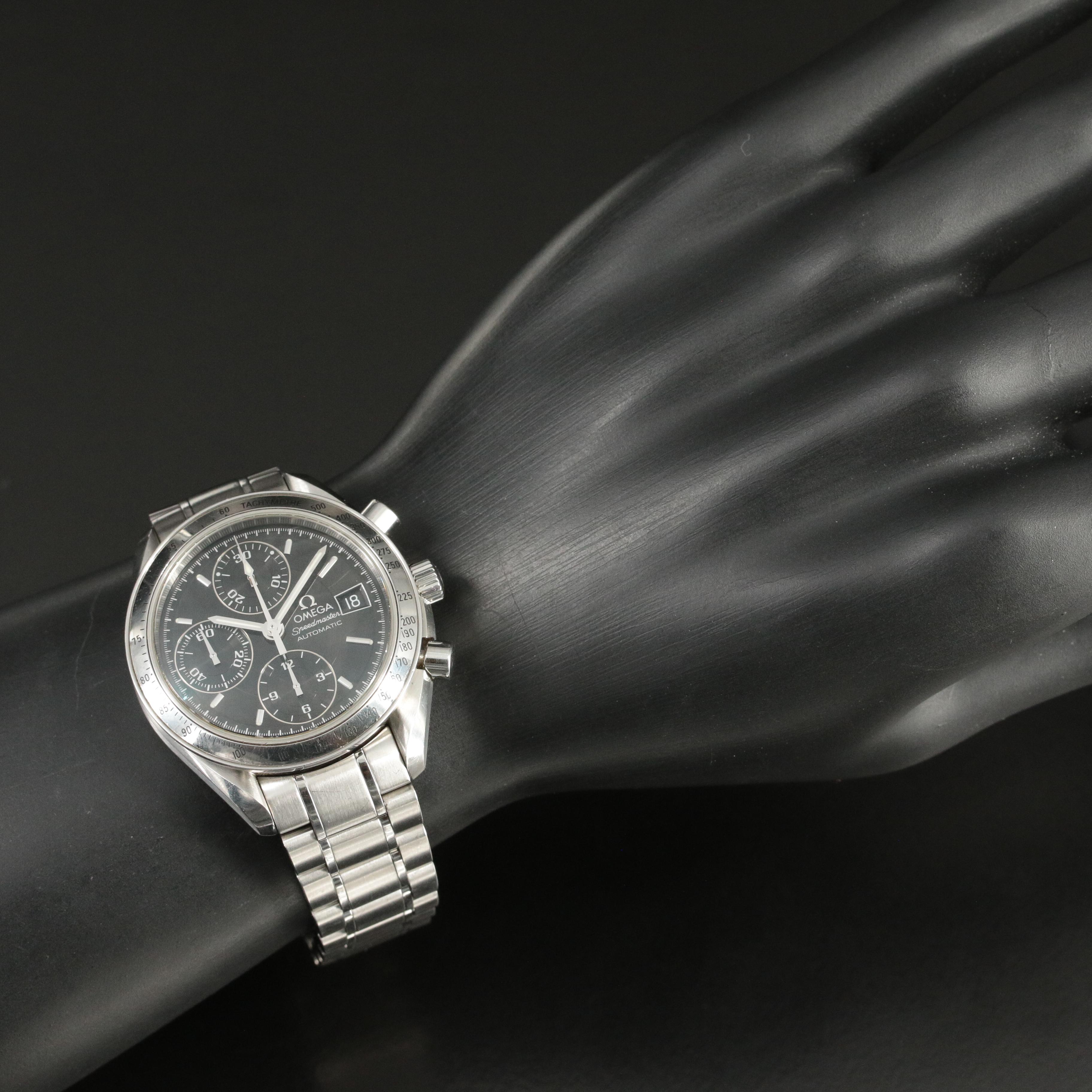 Omega Speedmaster Date Black 39MM Bracelet Automatic Watch