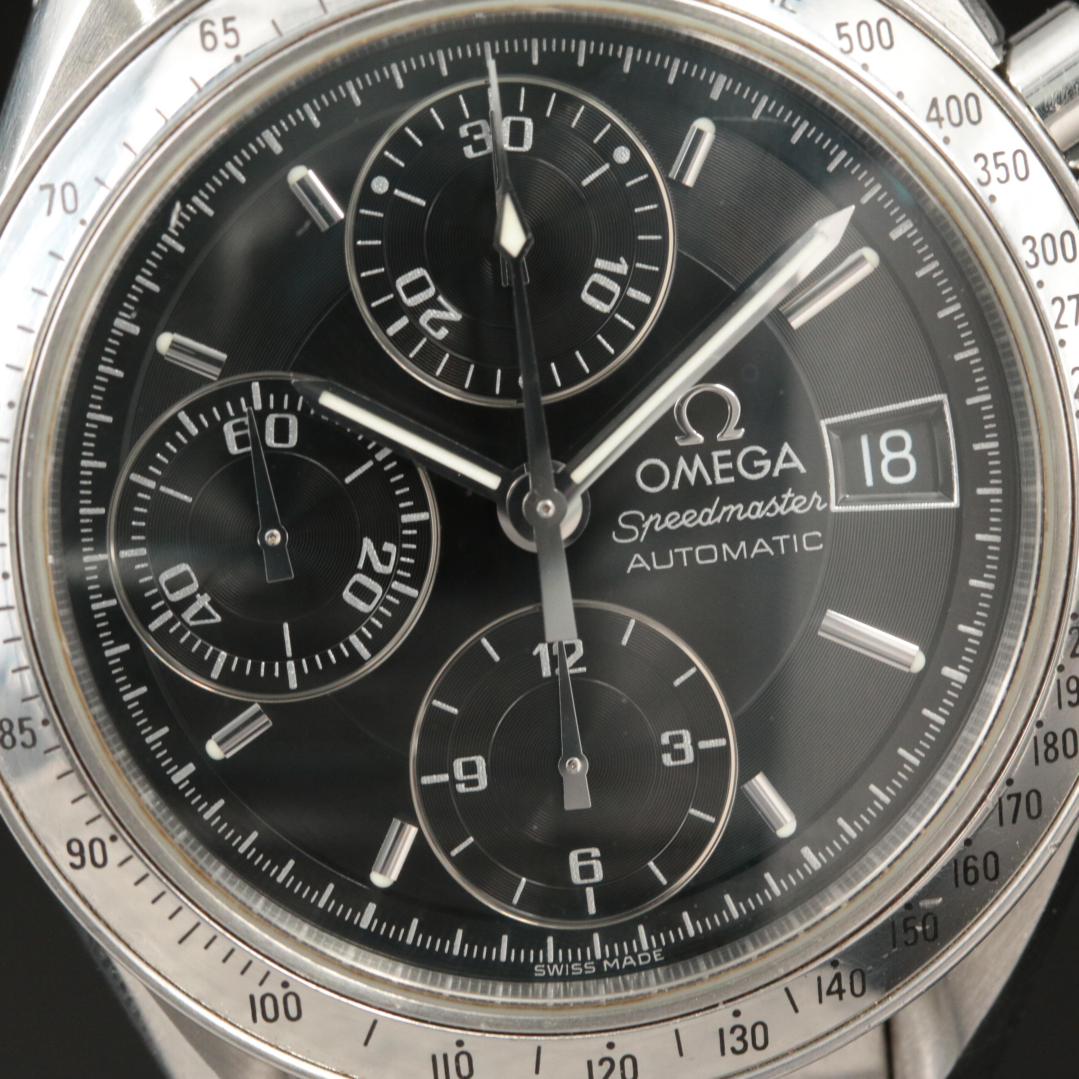 Omega Speedmaster Date Black 39MM Bracelet Automatic Watch