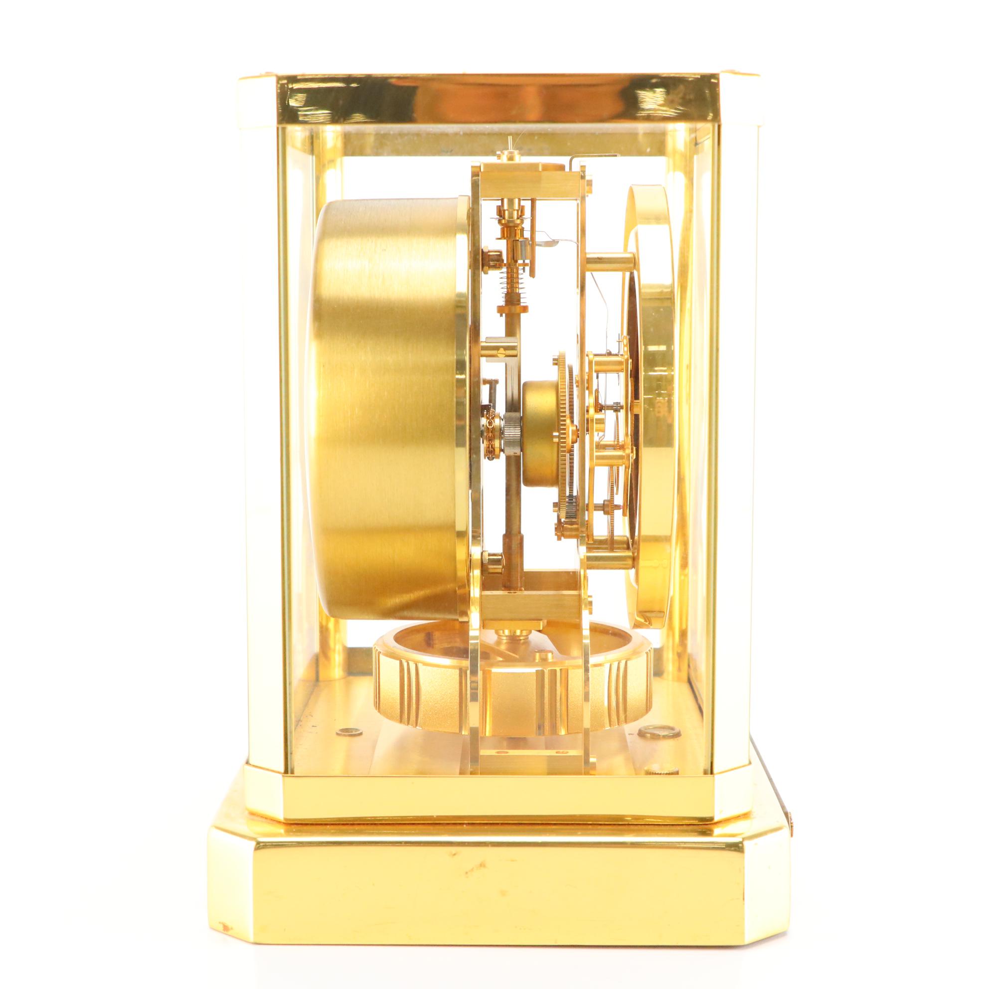 Jaeger-LeCoultre "Atmos" Swiss Brass and Glass Perpetual Motion Mantel Clock