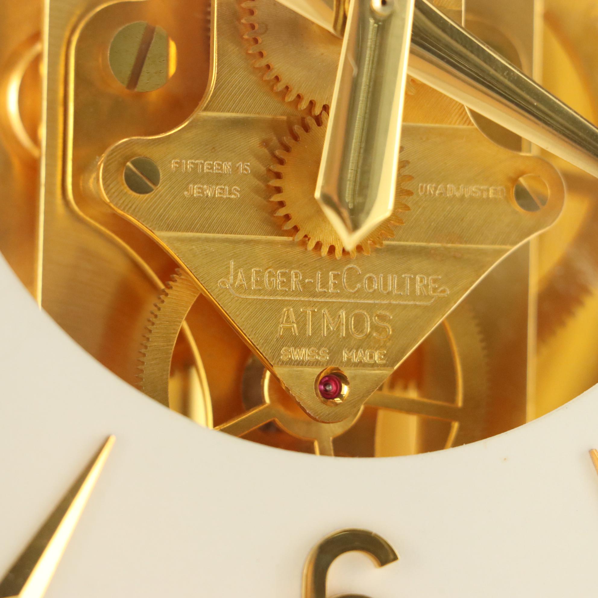 Jaeger-LeCoultre "Atmos" Swiss Brass and Glass Perpetual Motion Mantel Clock