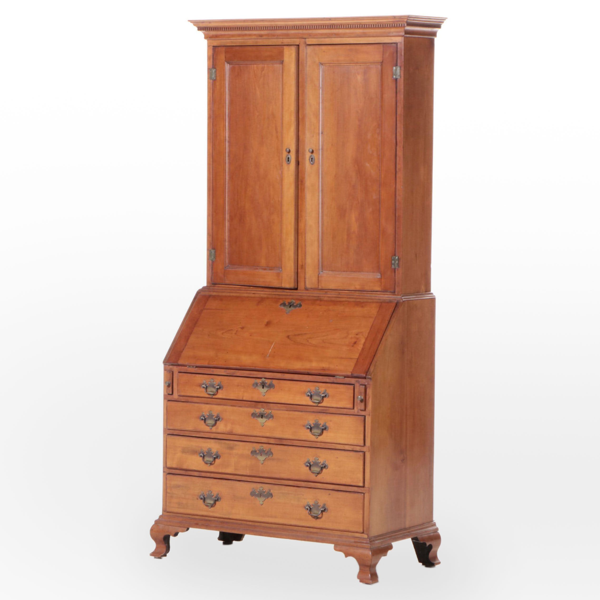 Early Chippendale Maple Secretary Desk with Blind-Doors, 19th Century