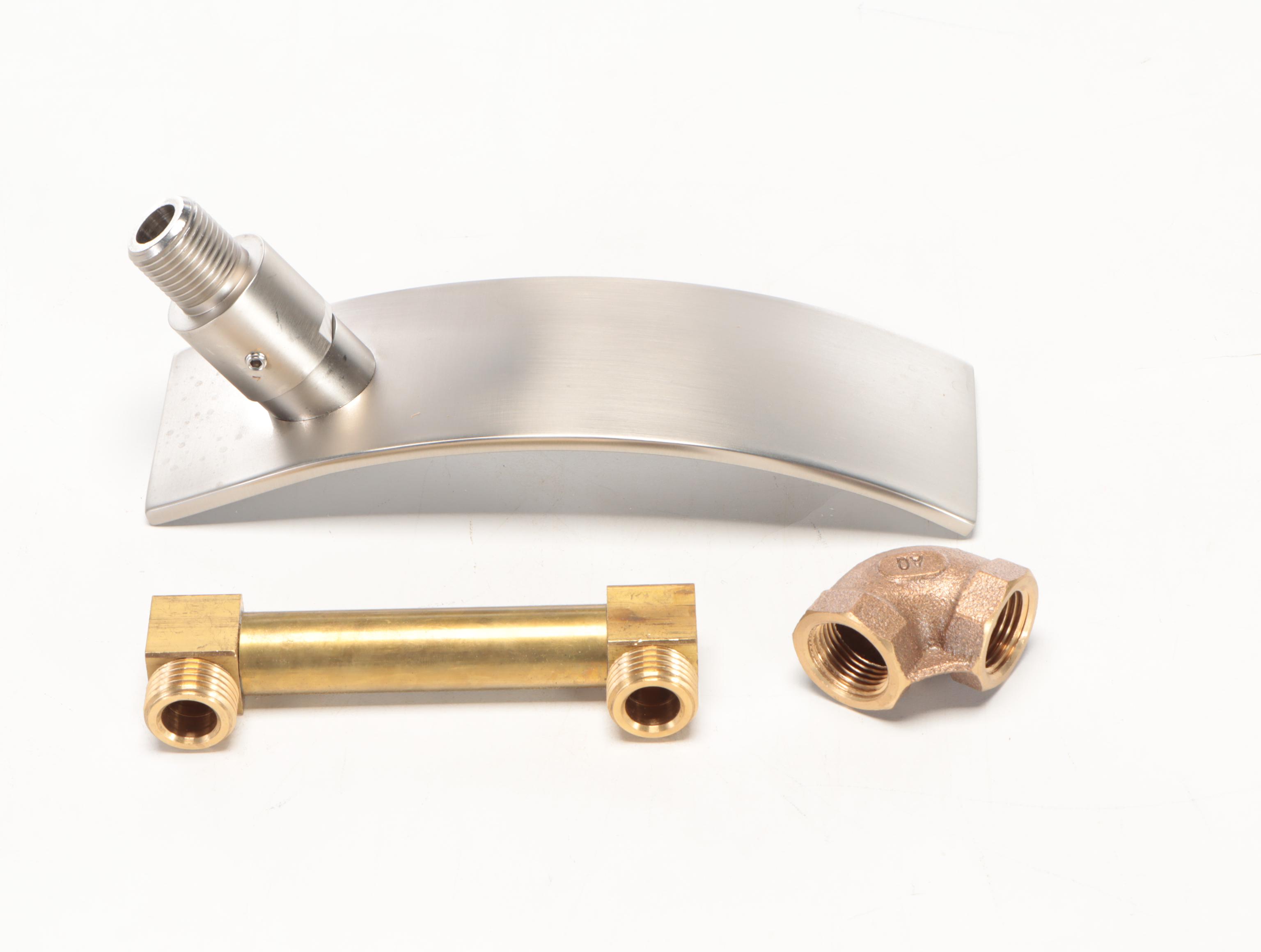 Blue Limestone Vessel Sink, Brushed Nickel Wall Mount Faucet and Pop Up Drain