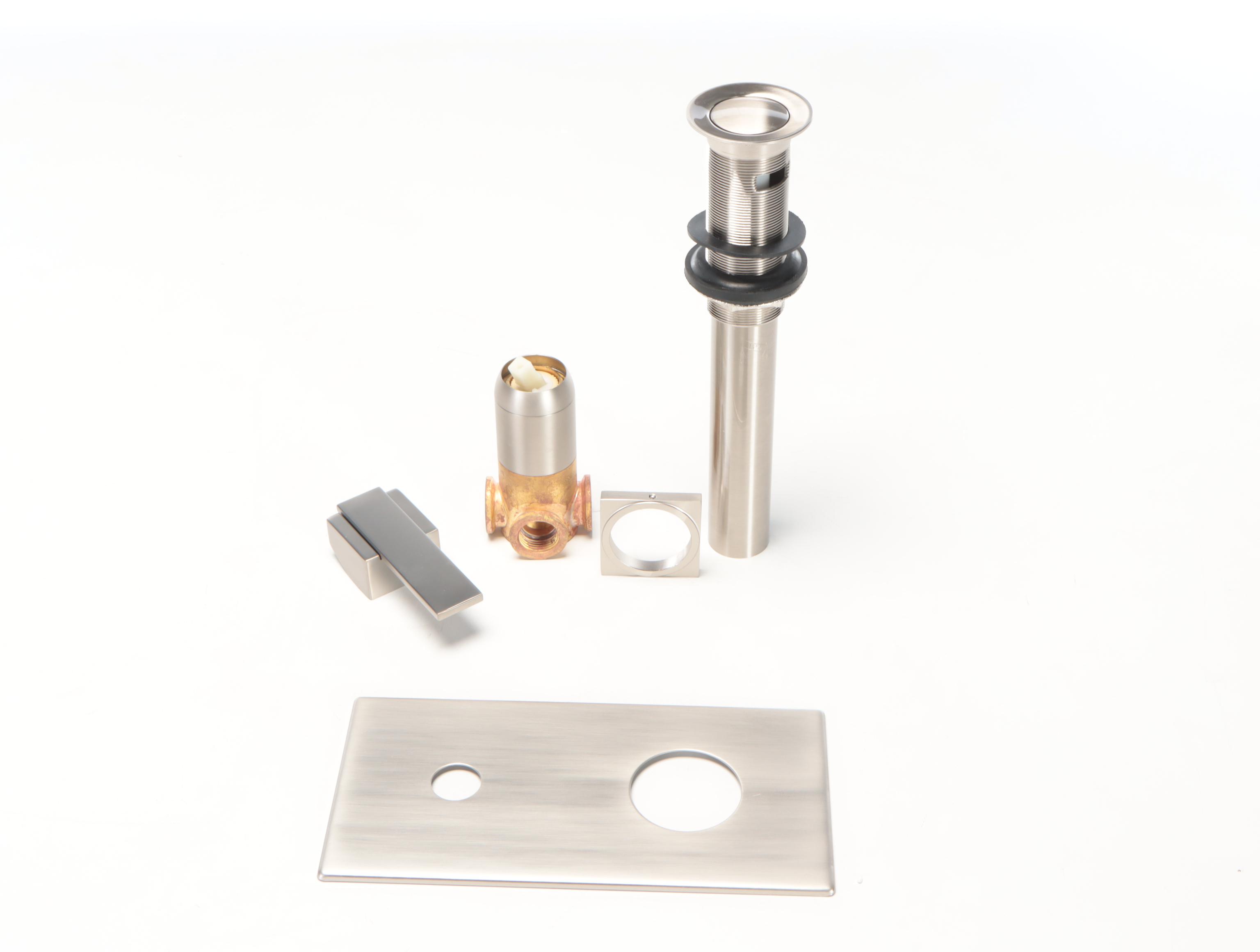 Blue Limestone Vessel Sink, Brushed Nickel Wall Mount Faucet and Pop Up Drain