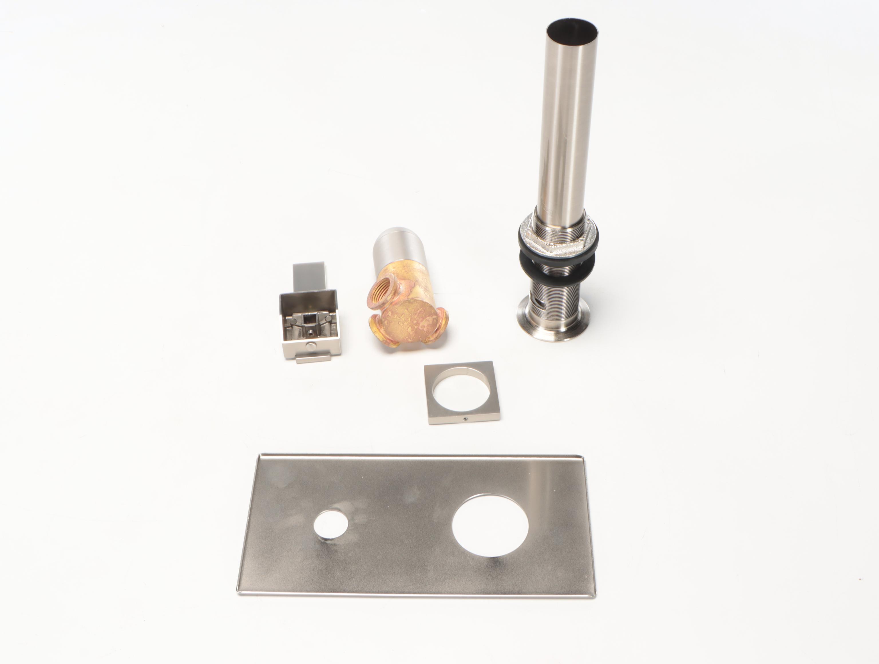 Blue Limestone Vessel Sink, Brushed Nickel Wall Mount Faucet and Pop Up Drain