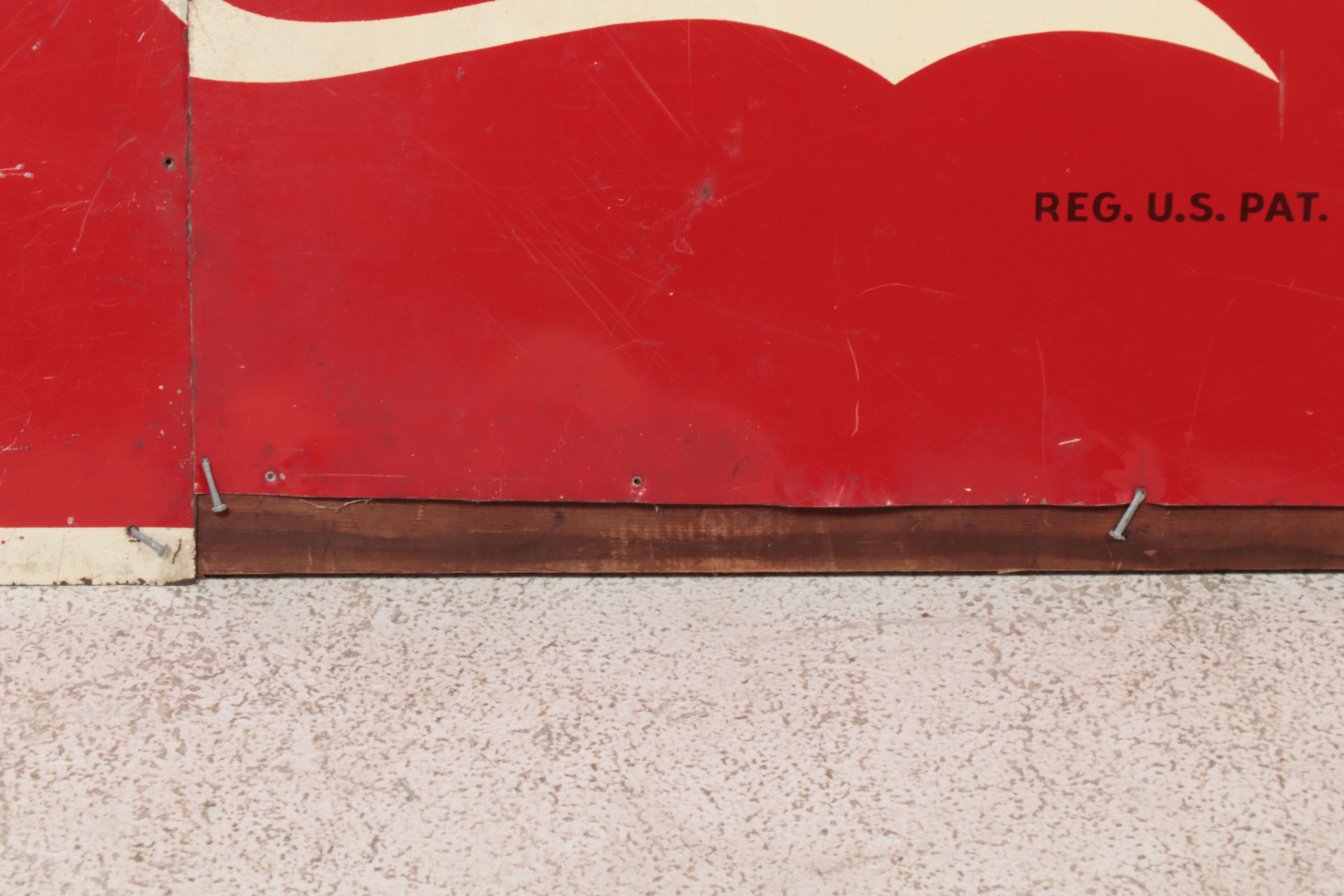 Coca-Cola Metal and Wood Advertising Sign, Mid-20th Century