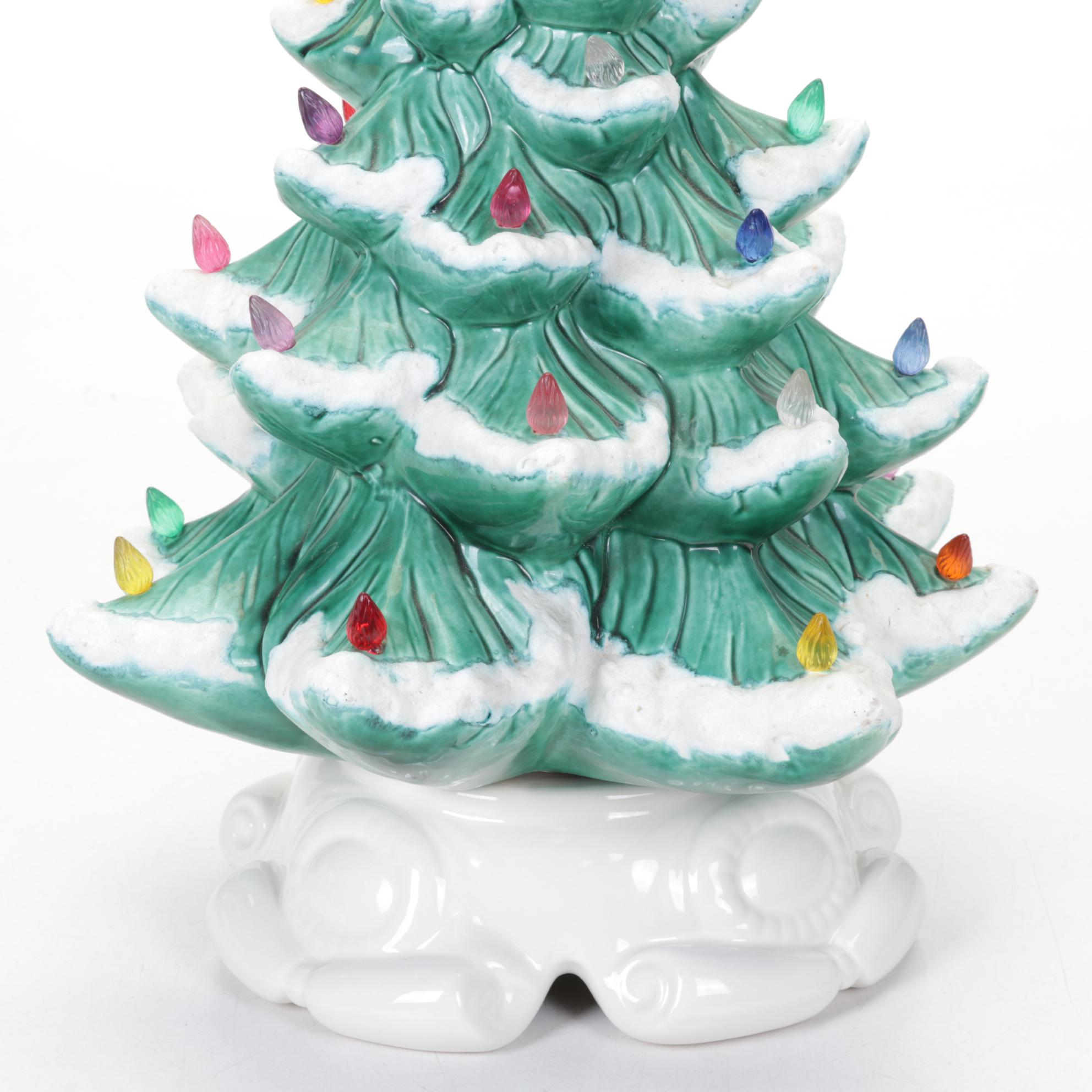Snow-Capped Atlantic Mold Illuminated Ceramic Christmas Tree With Separate Base