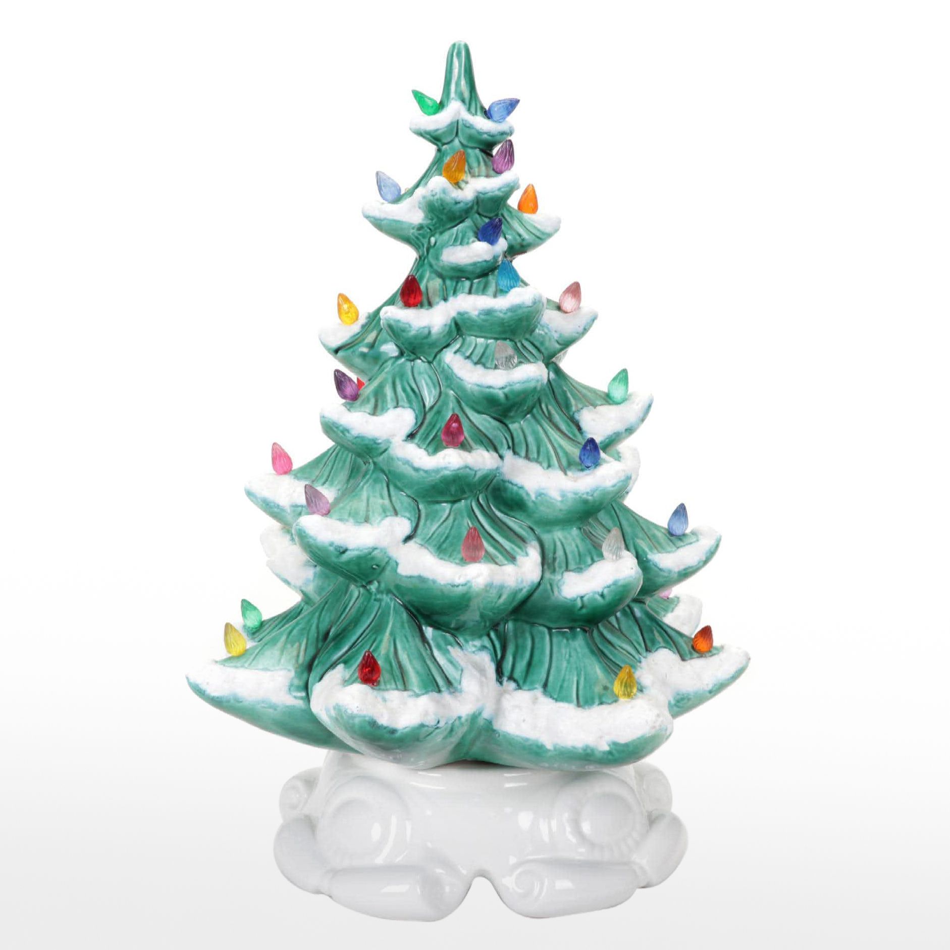 Snow-Capped Atlantic Mold Illuminated Ceramic Christmas Tree With Separate Base